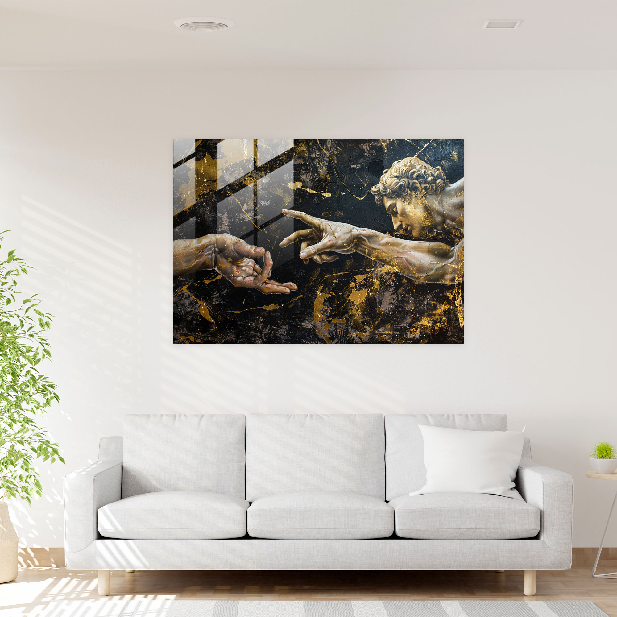 Michelangelo Glass Wall Art - Creation Of Adam - Michelangelo, Glass Wall Art, Modern Art, Michelangelo
