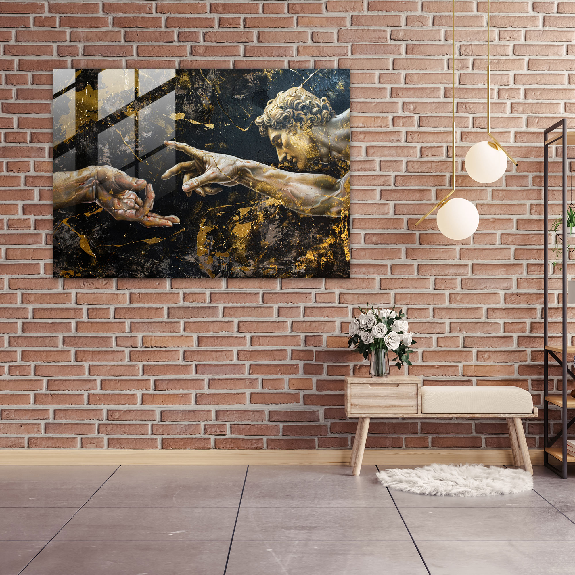 Michelangelo Glass Wall Art - Creation Of Adam - Michelangelo, Glass Wall Art, Modern Art, Michelangelo