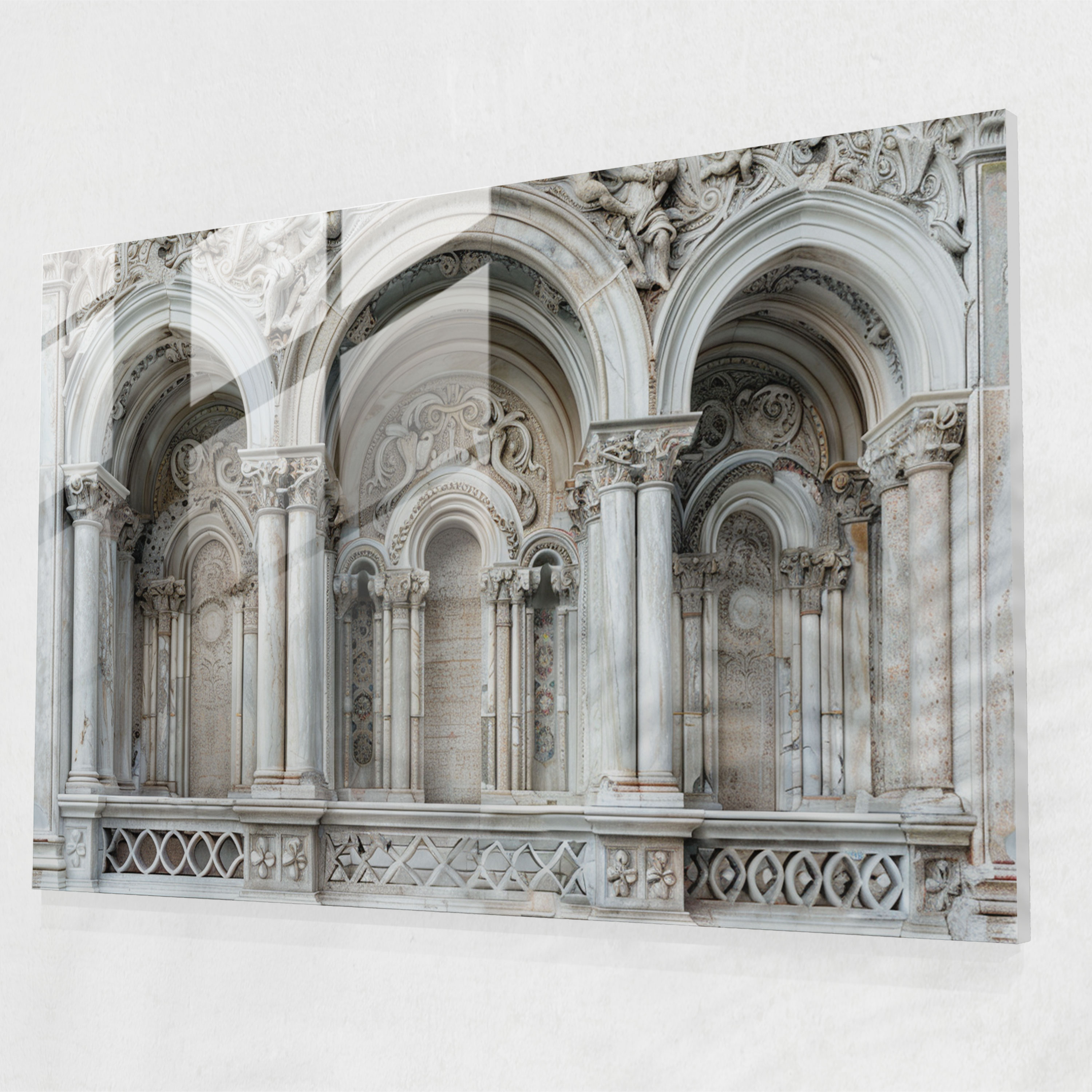 Michelangelo Glass Wall Art - Architectural Vignette - Michelangelo, Glass Wall Art, Modern Art, Wall Decoration