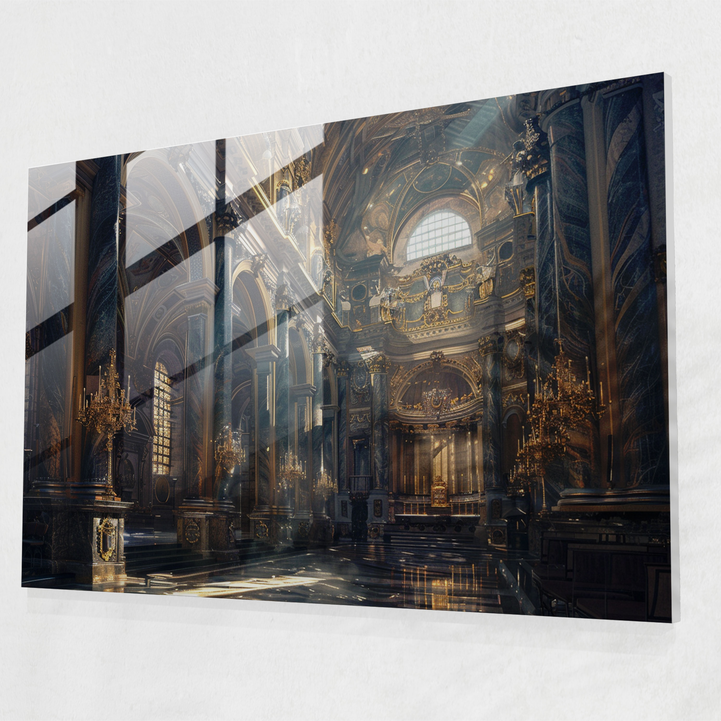 Michelangelo Glass Print Cathedral Interior - Michelangelo, Home Decoration, Glass Wall Art, Wall Decoration