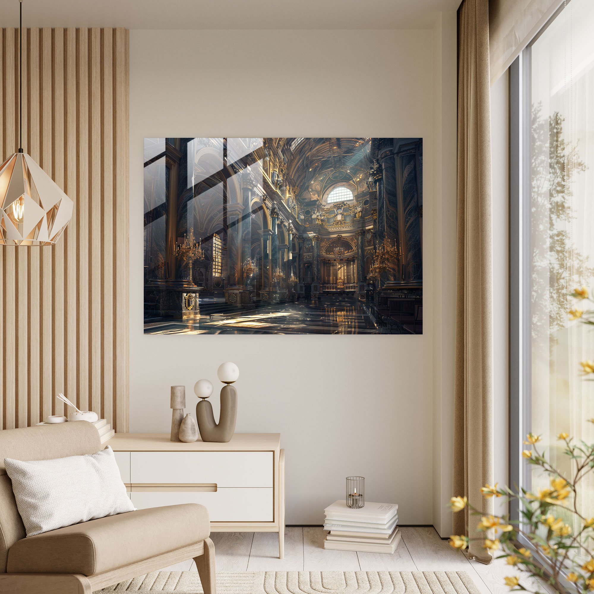 Michelangelo Glass Print Cathedral Interior - Michelangelo, Home Decoration, Glass Wall Art, Wall Decoration