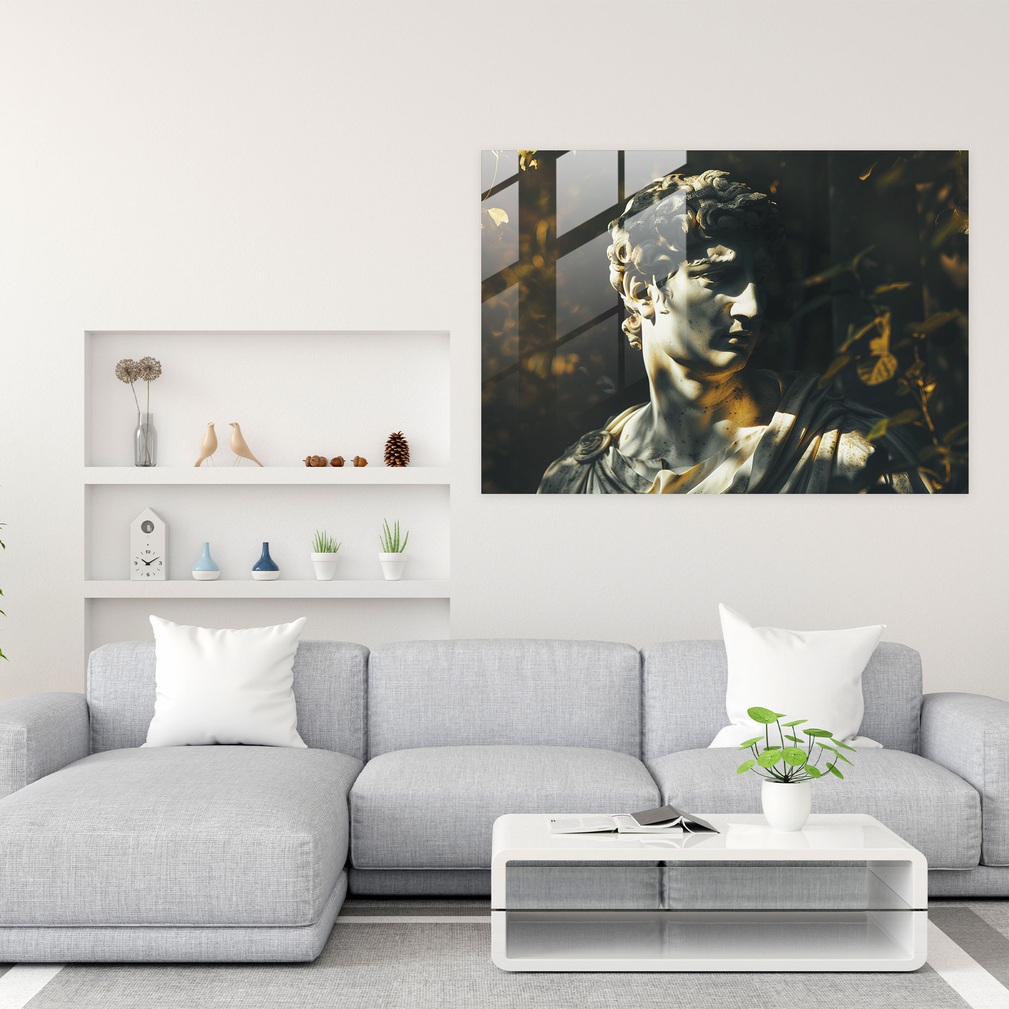 Michelangelo Glass Wall Art Classical Statue - Michelangelo, Home Decoration, Wall Decoration, Michelangelo