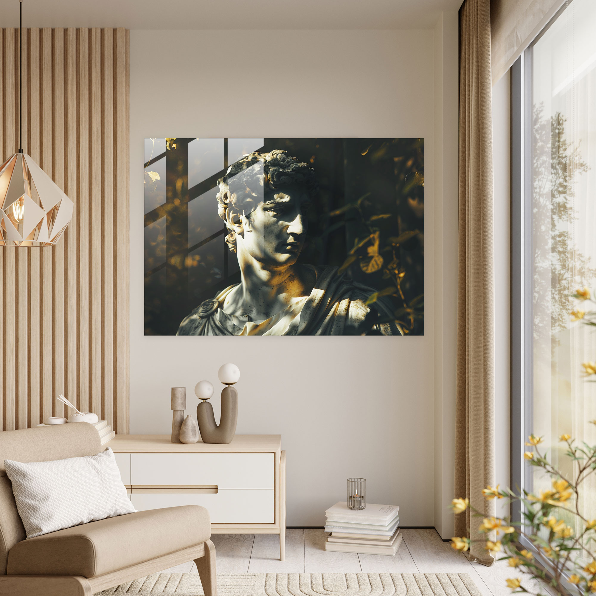 Michelangelo Glass Wall Art Classical Statue - Michelangelo, Home Decoration, Wall Decoration, Michelangelo