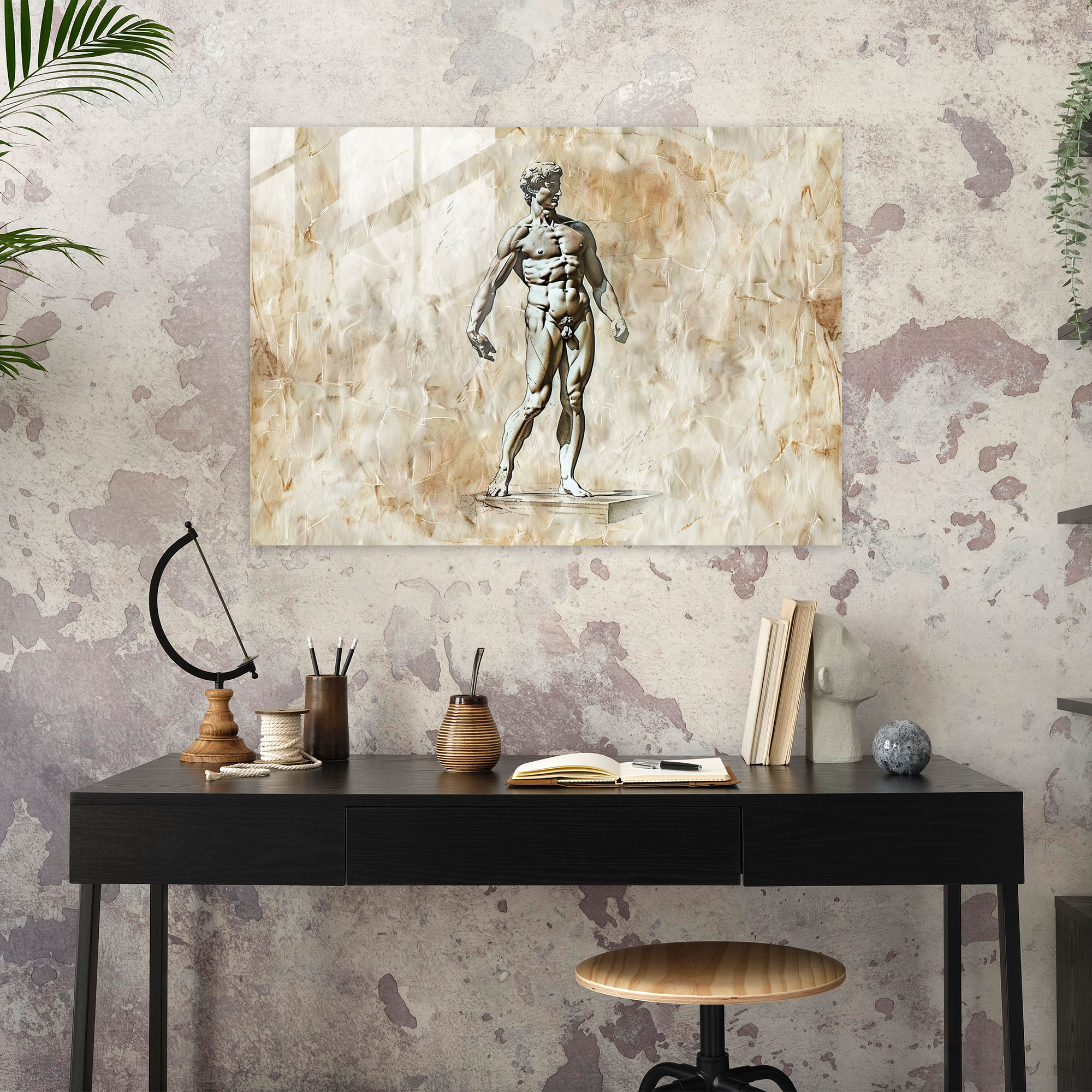 Michelangelo Glass Print Wall Decoration - Michelangelo, Modern Art, Wall Decoration, Glass Print