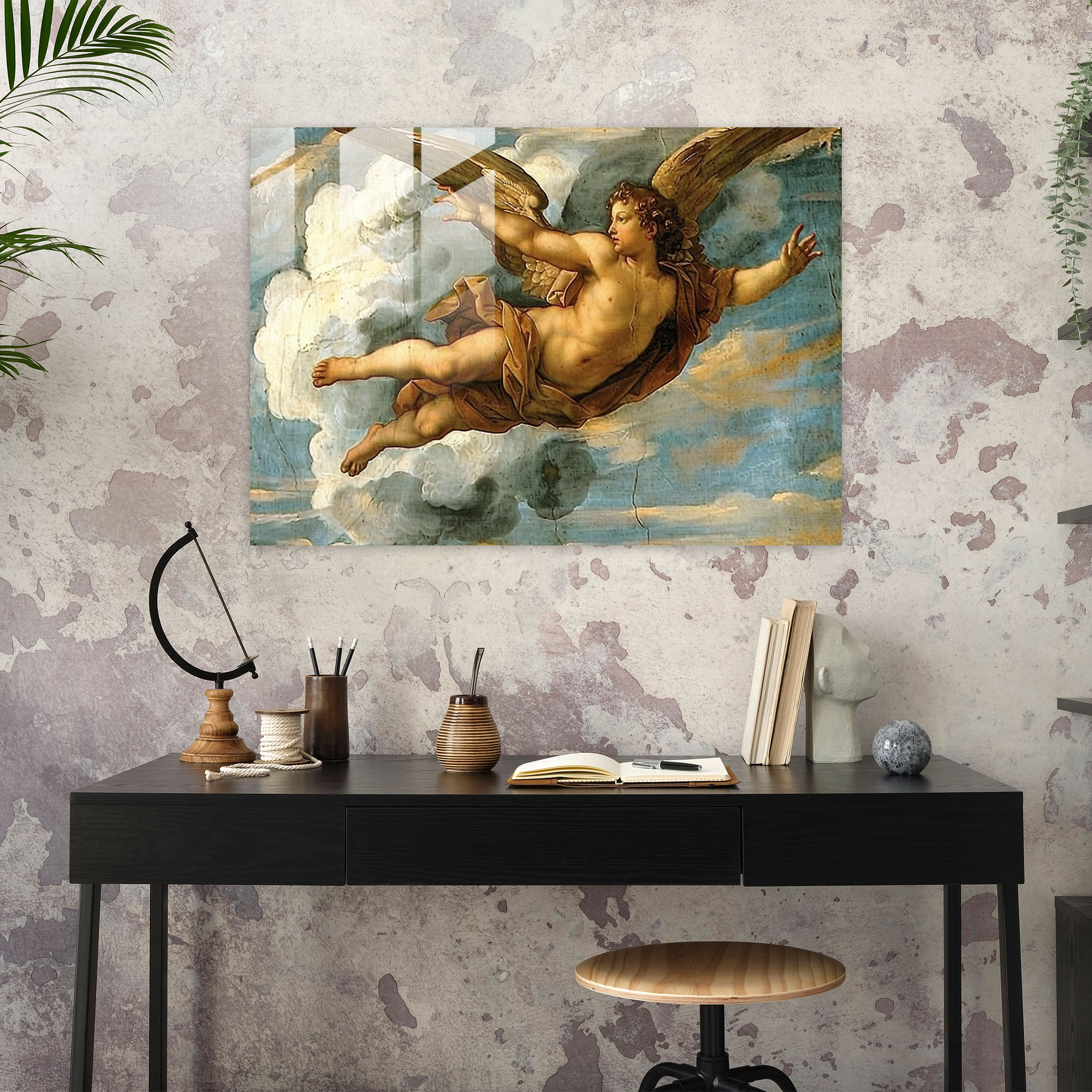 Michelangelo Glass Print - Heavenly Scenes Celestial Beings Glass Wall Art - Michelangelo, Modern Art, Wall Decoration, Michelangelo