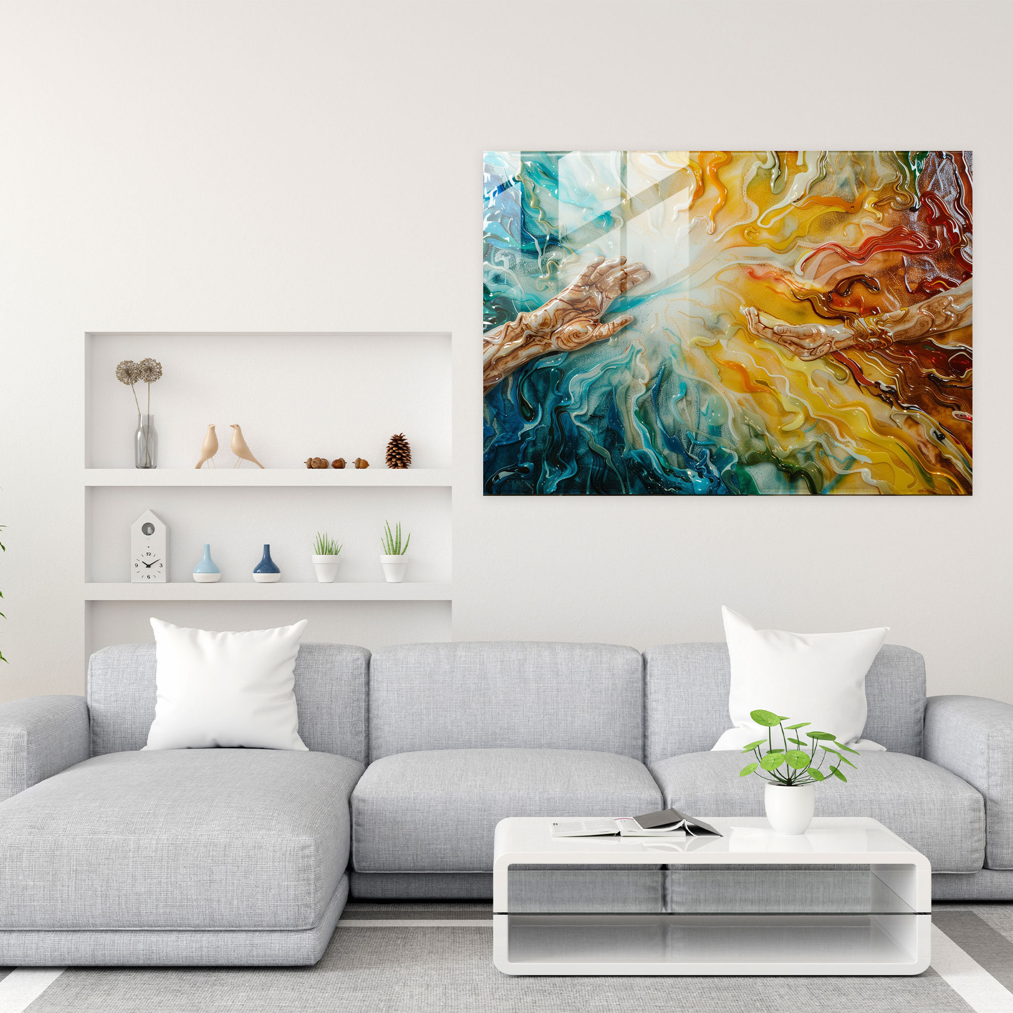 Michelangelo Glass Wall Art - The Creation Of Adam - Michelangelo, Classic Masterpiece, Glass Wall Art, The Creation Of Adam