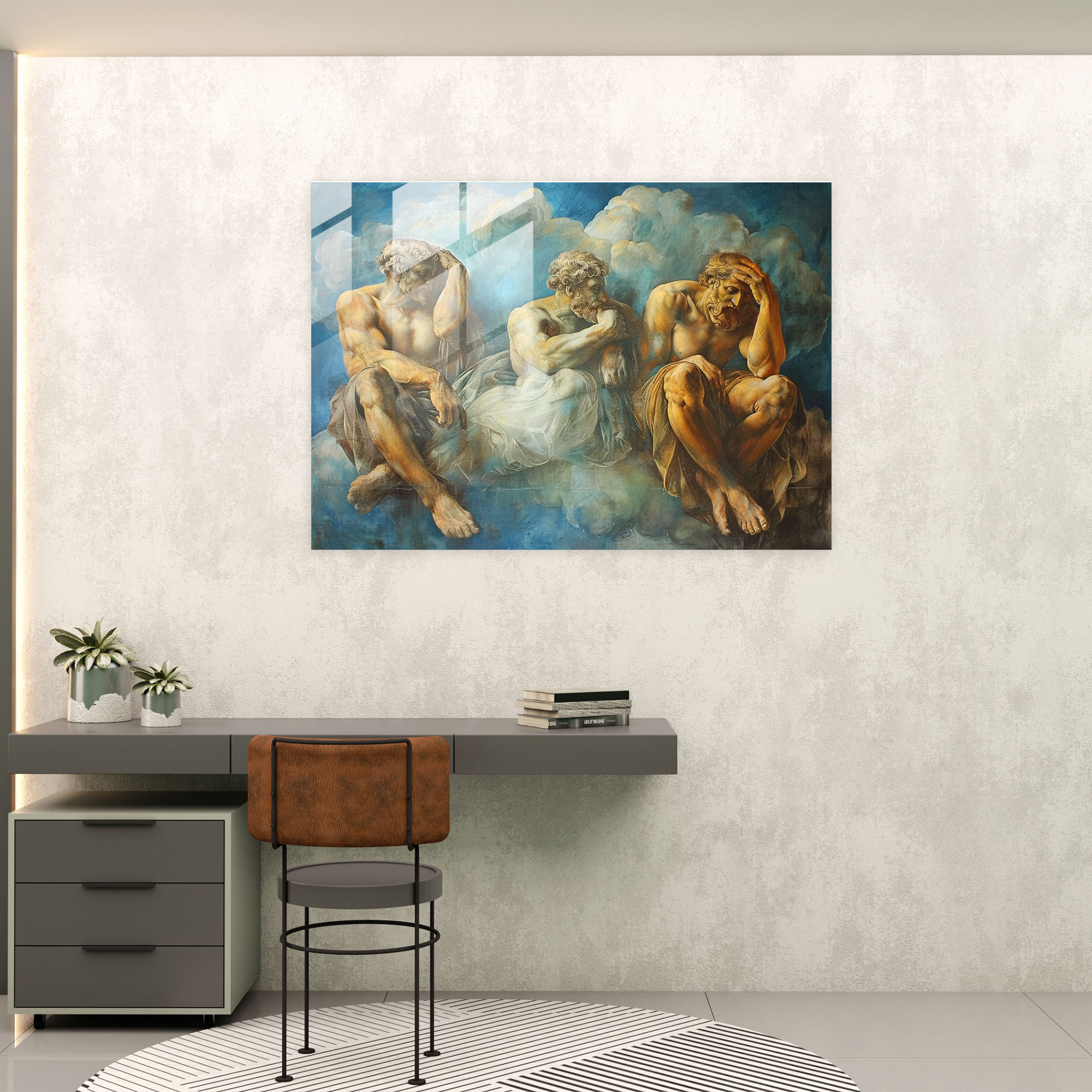Michelangelo Inspired Glass Print - Michelangelo, Glass Wall Art, Glass Print, Wall Decoration