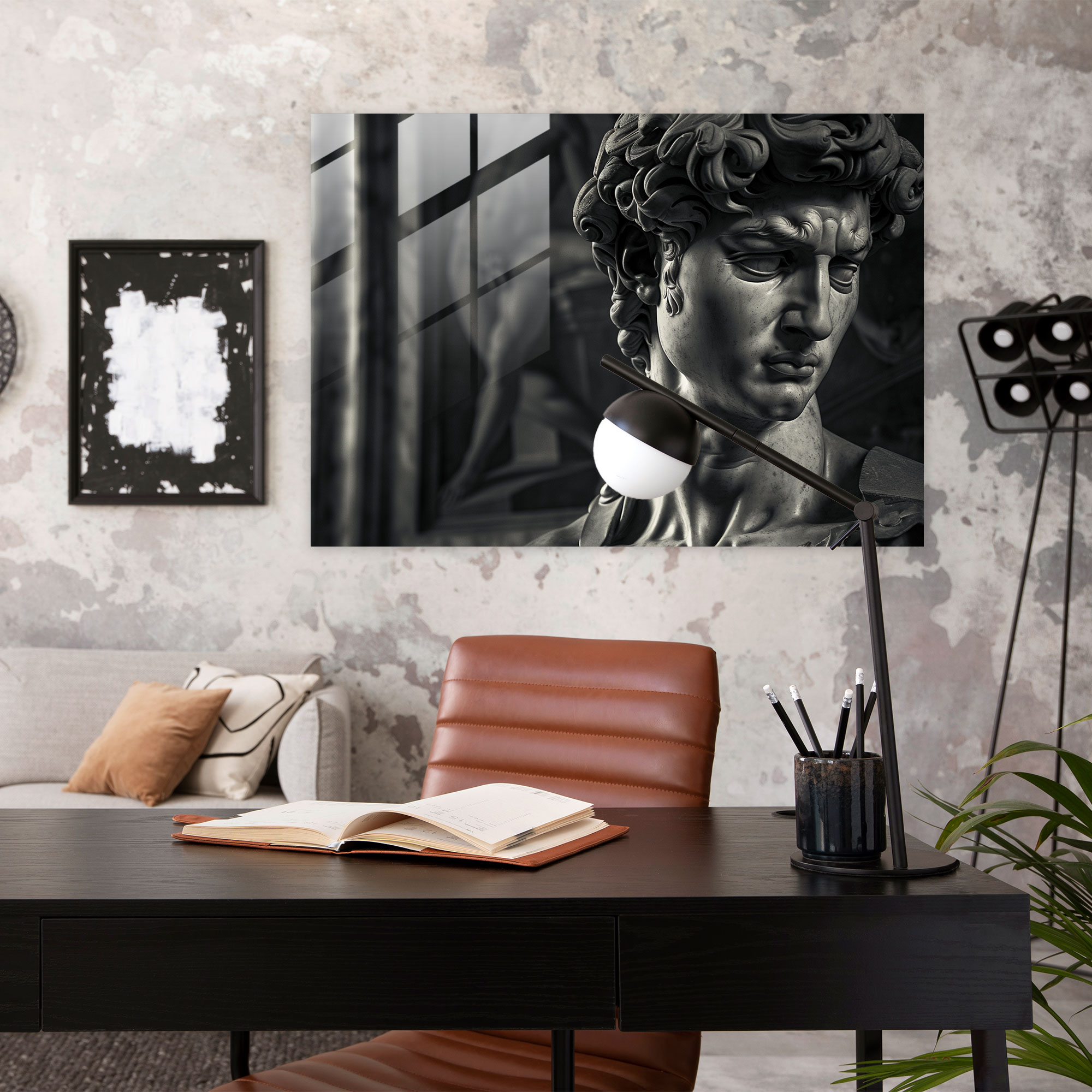 Dramatic Michelangelo Glass Wall Art - Michelangelo, Modern Interior Decor, Michelangelo, Emotional Expressions
