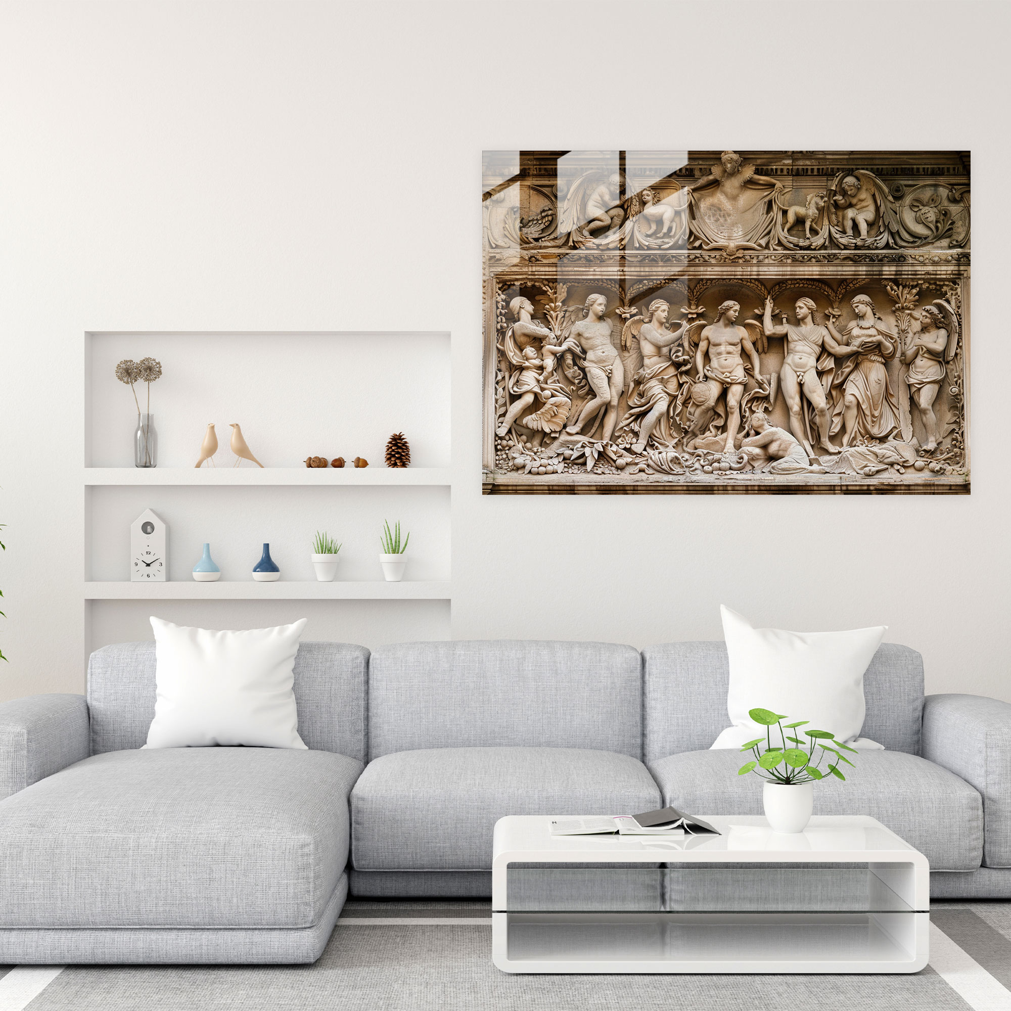 Symbolic Michelangelo Glass Print - Michelangelo, Glass Print, Michelangelo, Symbolic Elements