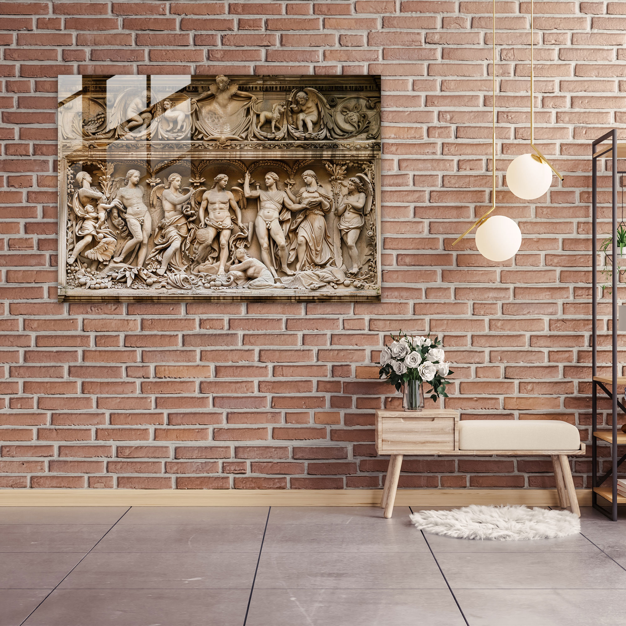 Symbolic Michelangelo Glass Print - Michelangelo, Glass Print, Michelangelo, Symbolic Elements