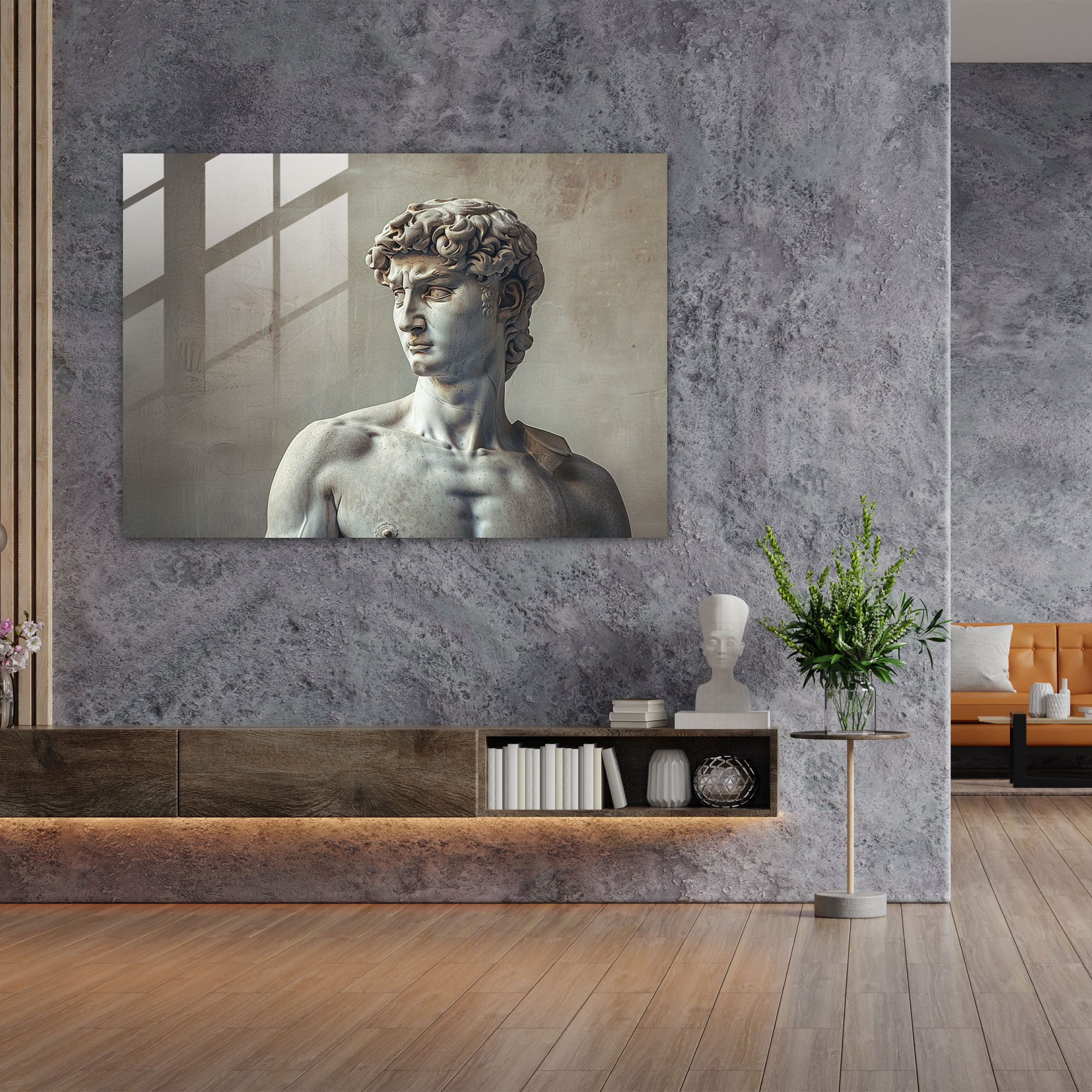 Michelangelo Glass Wall Art: Renaissance Sculpture Of David - Michelangelo, Michelangelo, Home Decoration, Glass Wall Art