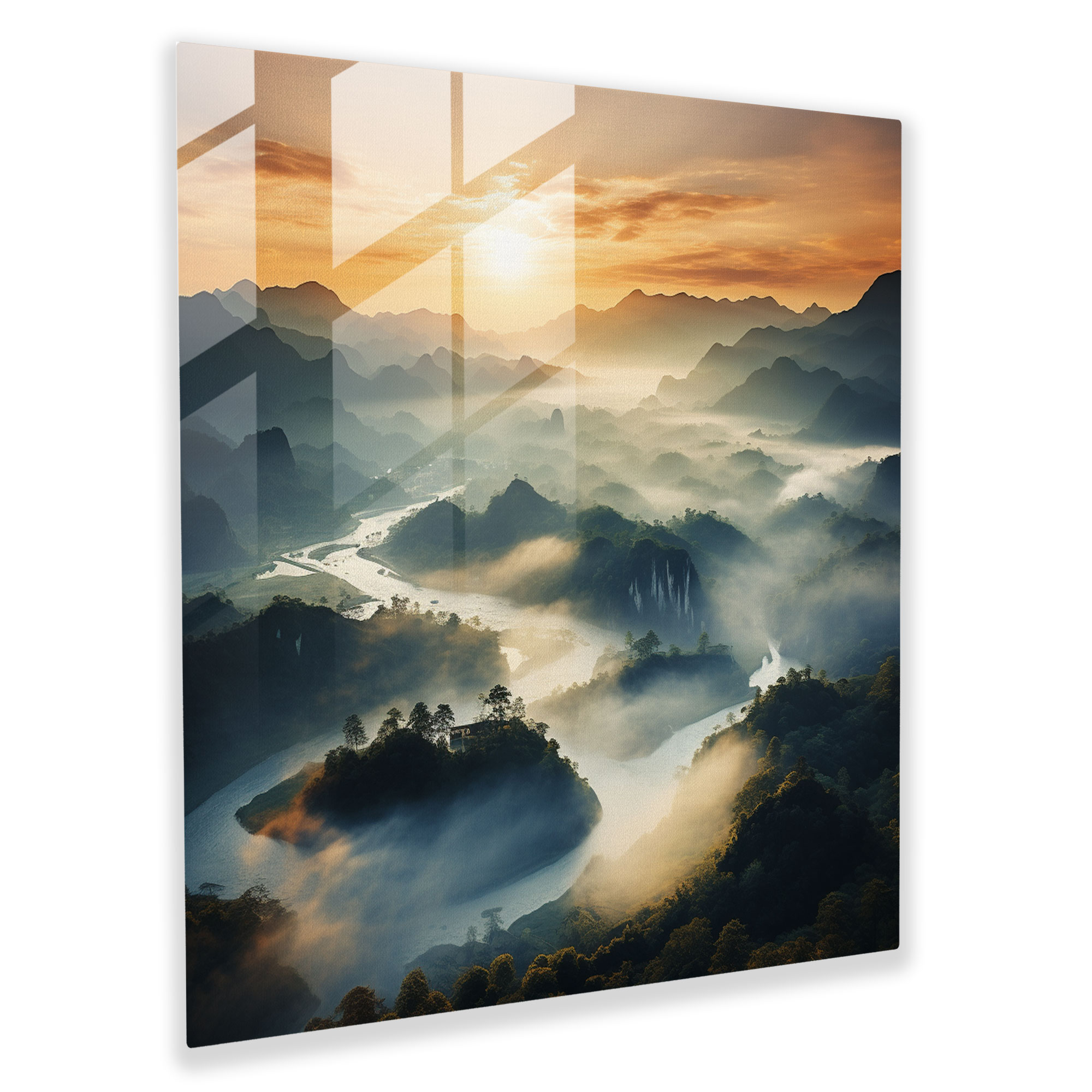 Misty Mountains Glass Print - Middle Earth, Sunrise, Awe-Inspiring, Misty Mountains