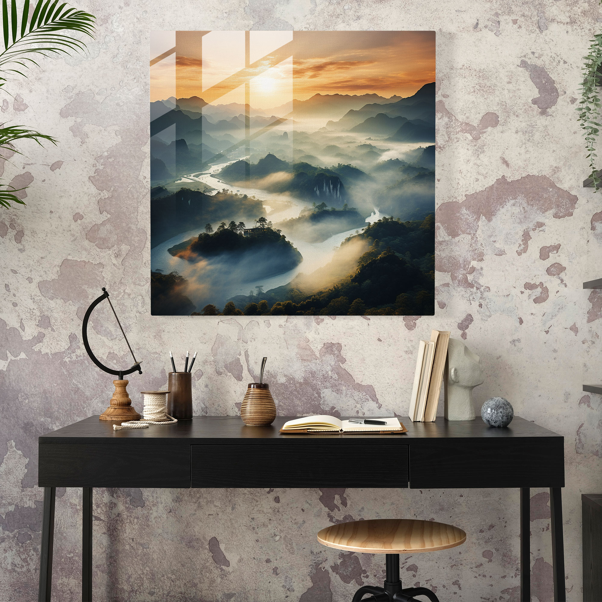 Misty Mountains Glass Print - Middle Earth, Sunrise, Awe-Inspiring, Misty Mountains