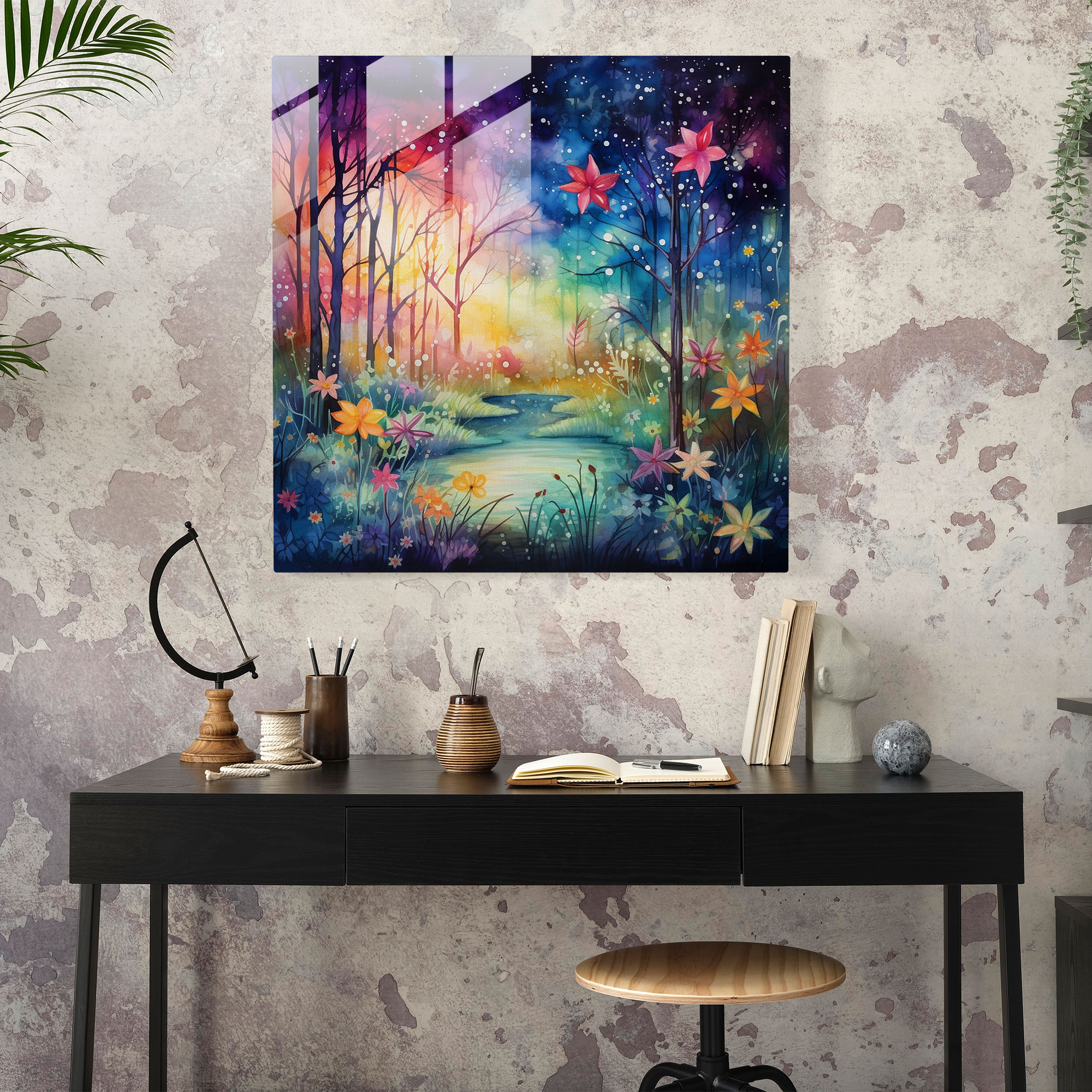 Middle Earth Glass Print - Middle Earth, Glass Print, Enchantment, Glowing Flowers
