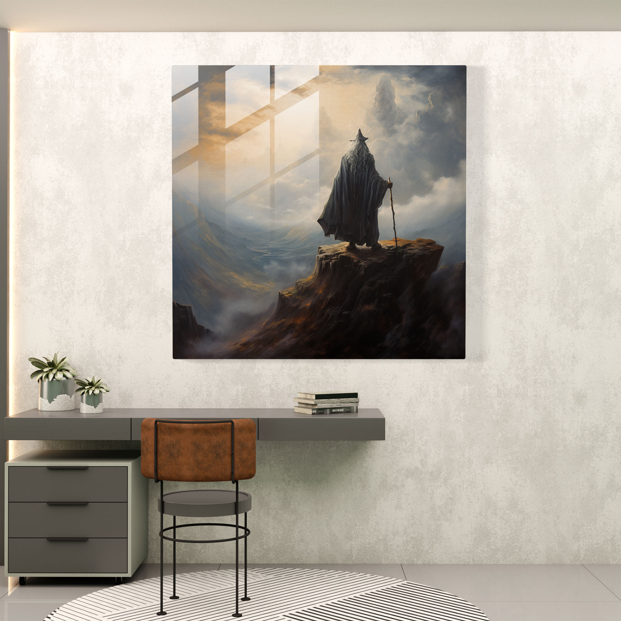 Middle Earth Home Decoration - Middle Earth, Oil Painting, Iconic Characters, Majestic Mountaintop