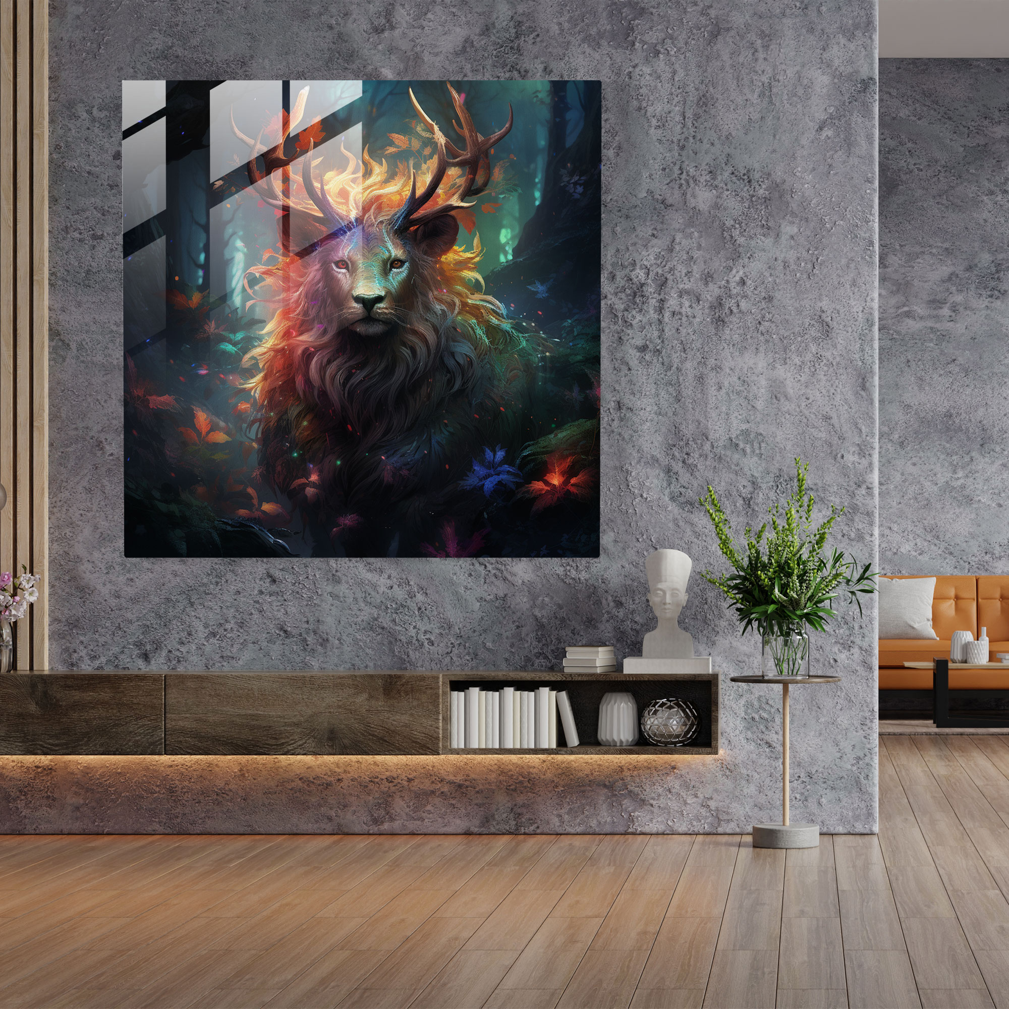 Mythical Creature Glass Wall Art - Middle Earth, Home Decoration, Vibrant Colors, Enchanting Artwork