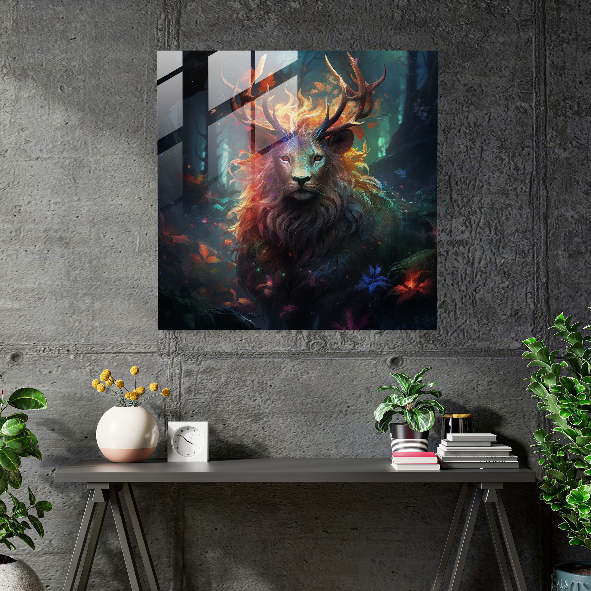 Mythical Creature Glass Wall Art - Middle Earth, Home Decoration, Vibrant Colors, Enchanting Artwork