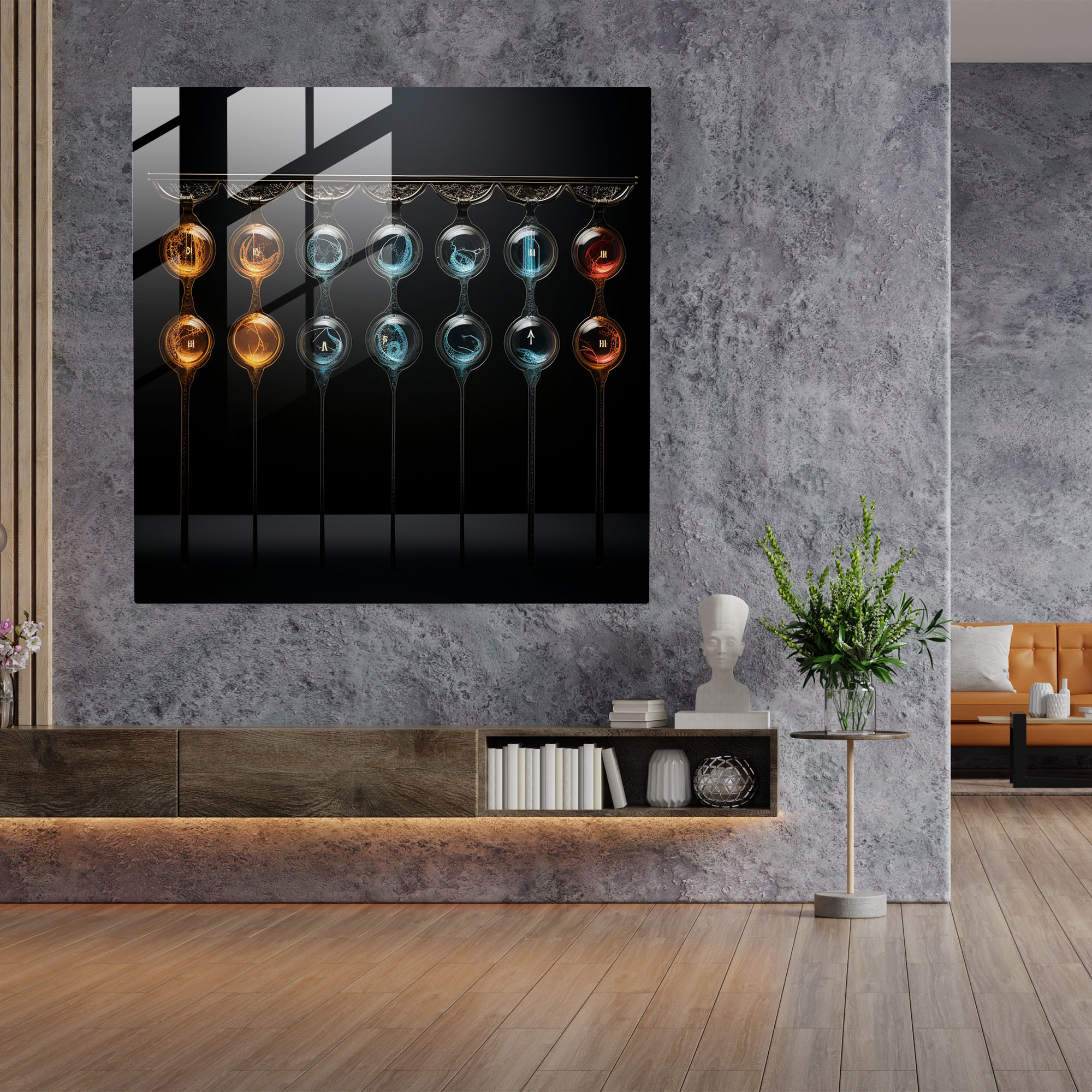 Seven Rings Glass Art - Middle Earth, Wall Decoration, Seven Rings, Glass Art