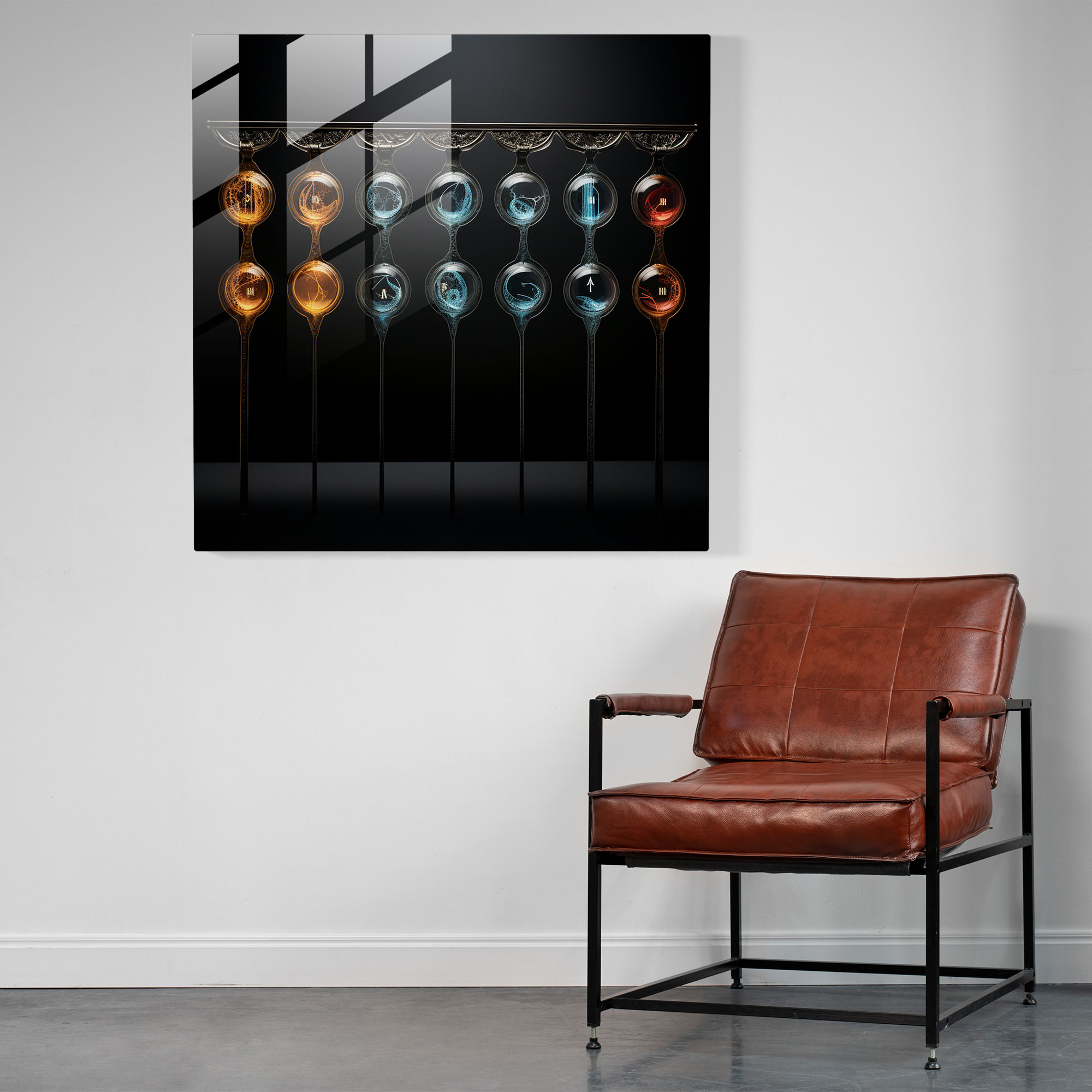 Seven Rings Glass Art - Middle Earth, Wall Decoration, Seven Rings, Glass Art
