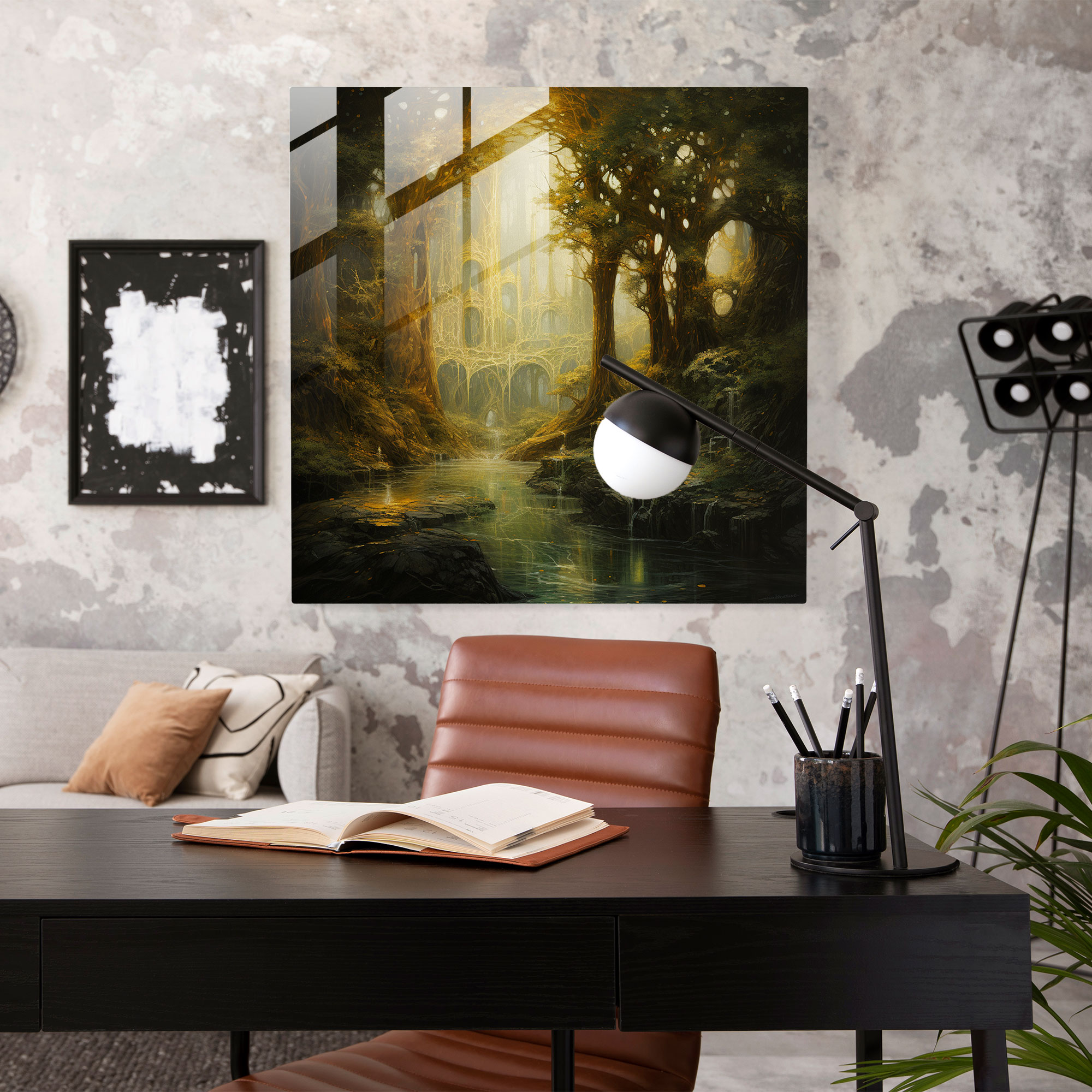 Lothlórien Glass Print - Middle Earth, Wall Decoration, Serene Painting, Ethereal Beauty