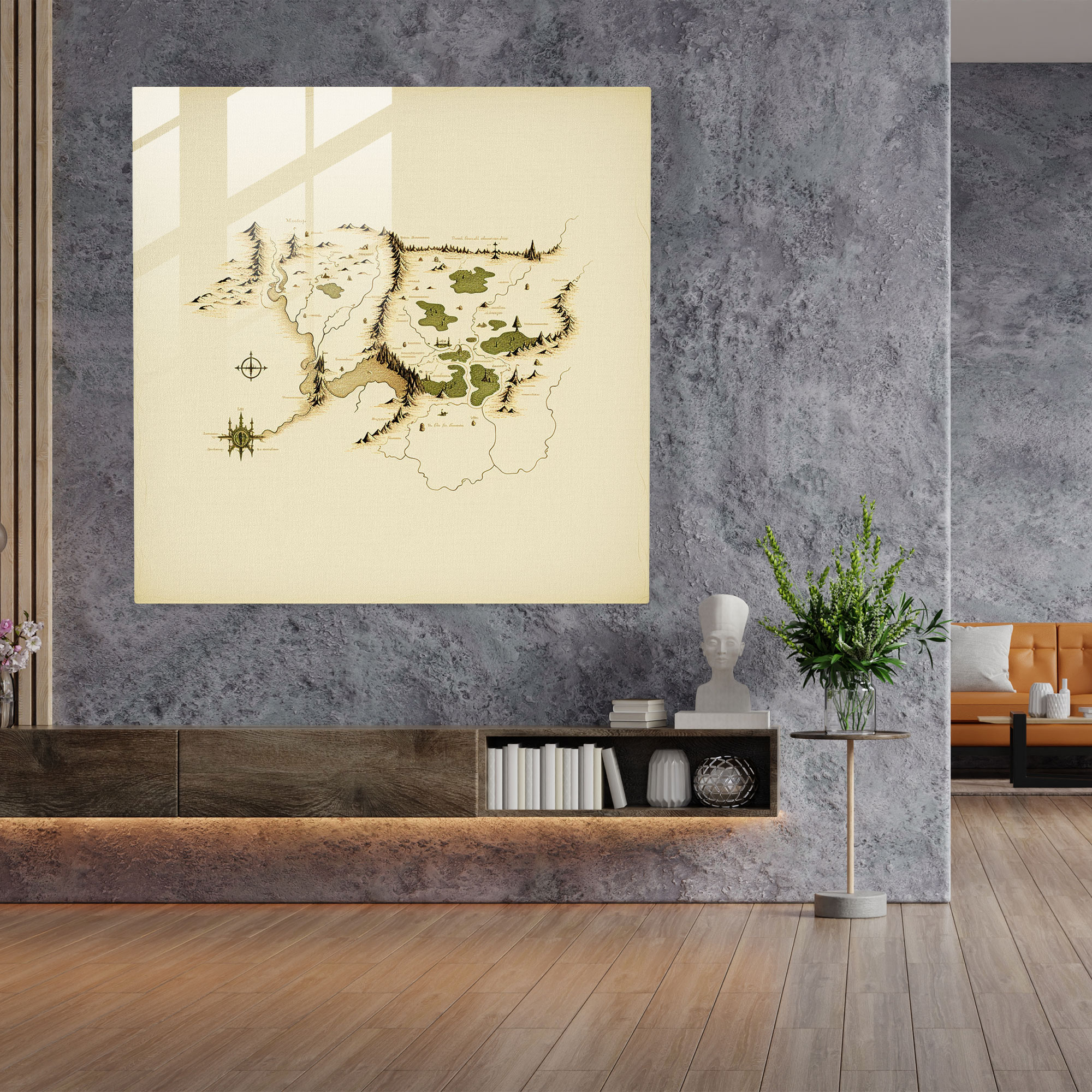Middle Earth Map Glass Print - Middle Earth, Modern Art, Glass Art, Clean Lines