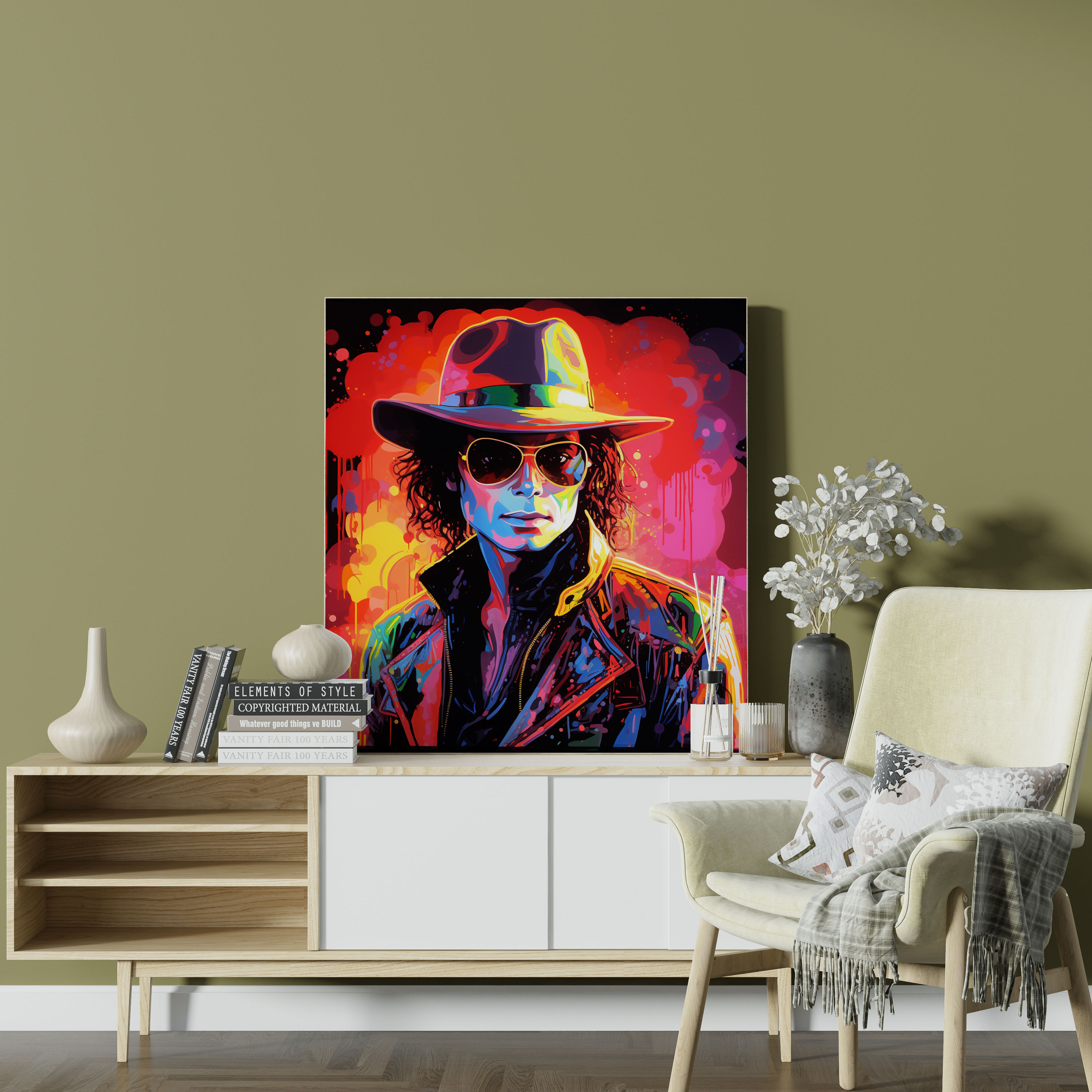 Michael Jackson Neon Light Canvas Print - Micheal Jackson, Silhouette, Home Decoration, Wall Art
