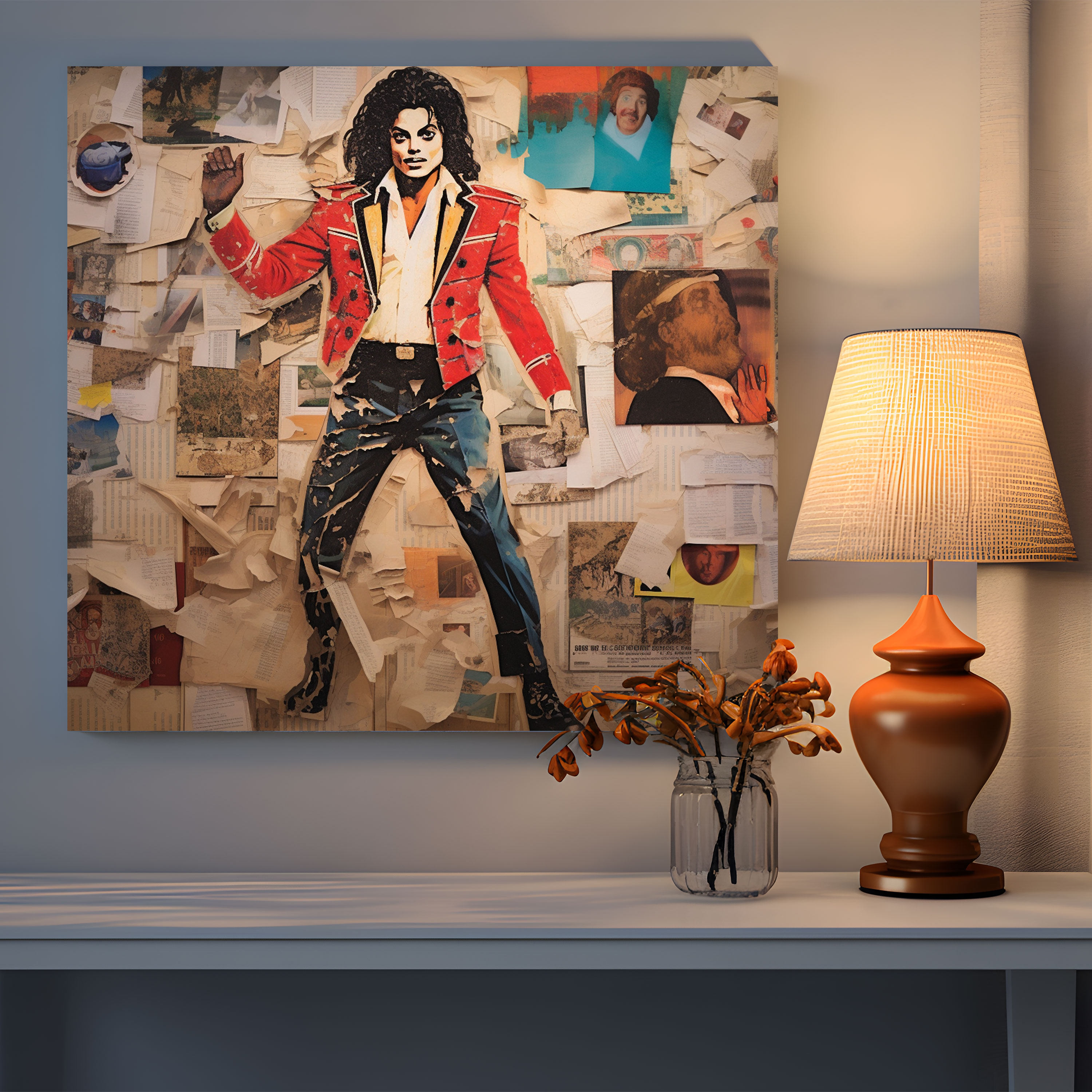 Michael Jackson Collage Wanddekoration - Leinwandbild - Musikvideos im Collage-Stil Wandkunst