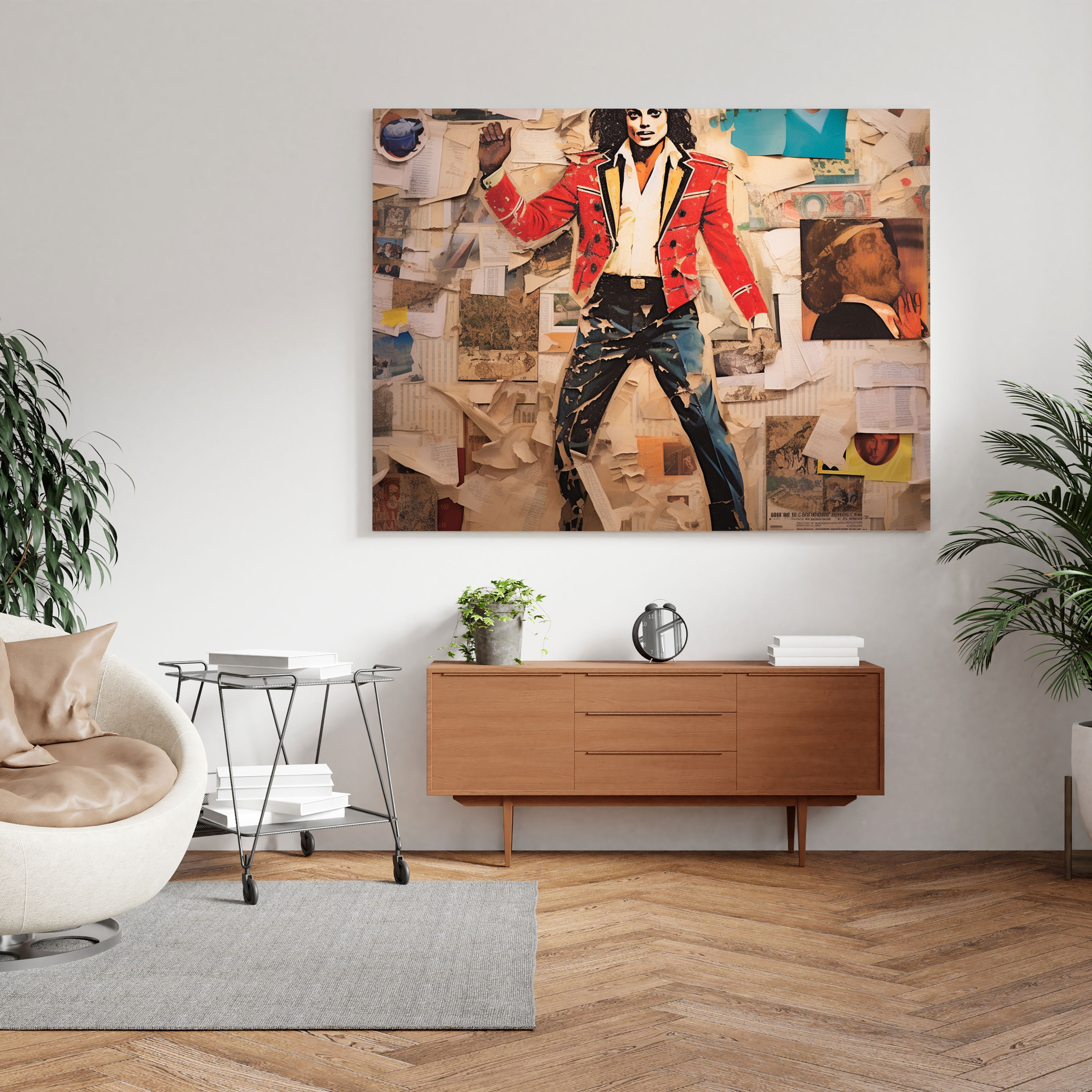 Michael Jackson Collage Wanddekoration - Leinwandbild - Musikvideos im Collage-Stil Wandkunst