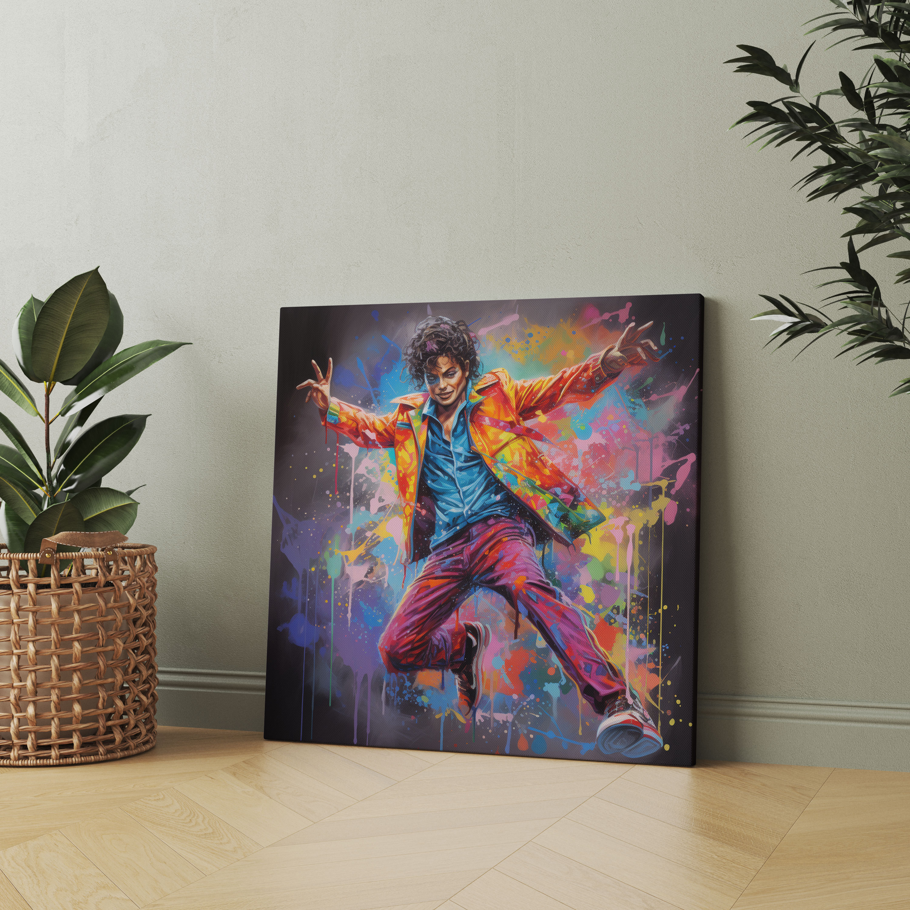 Micheal Jackson Wall Art - Graffiti Style - Micheal Jackson, Dance Moves, Lively Atmosphere, Canvas