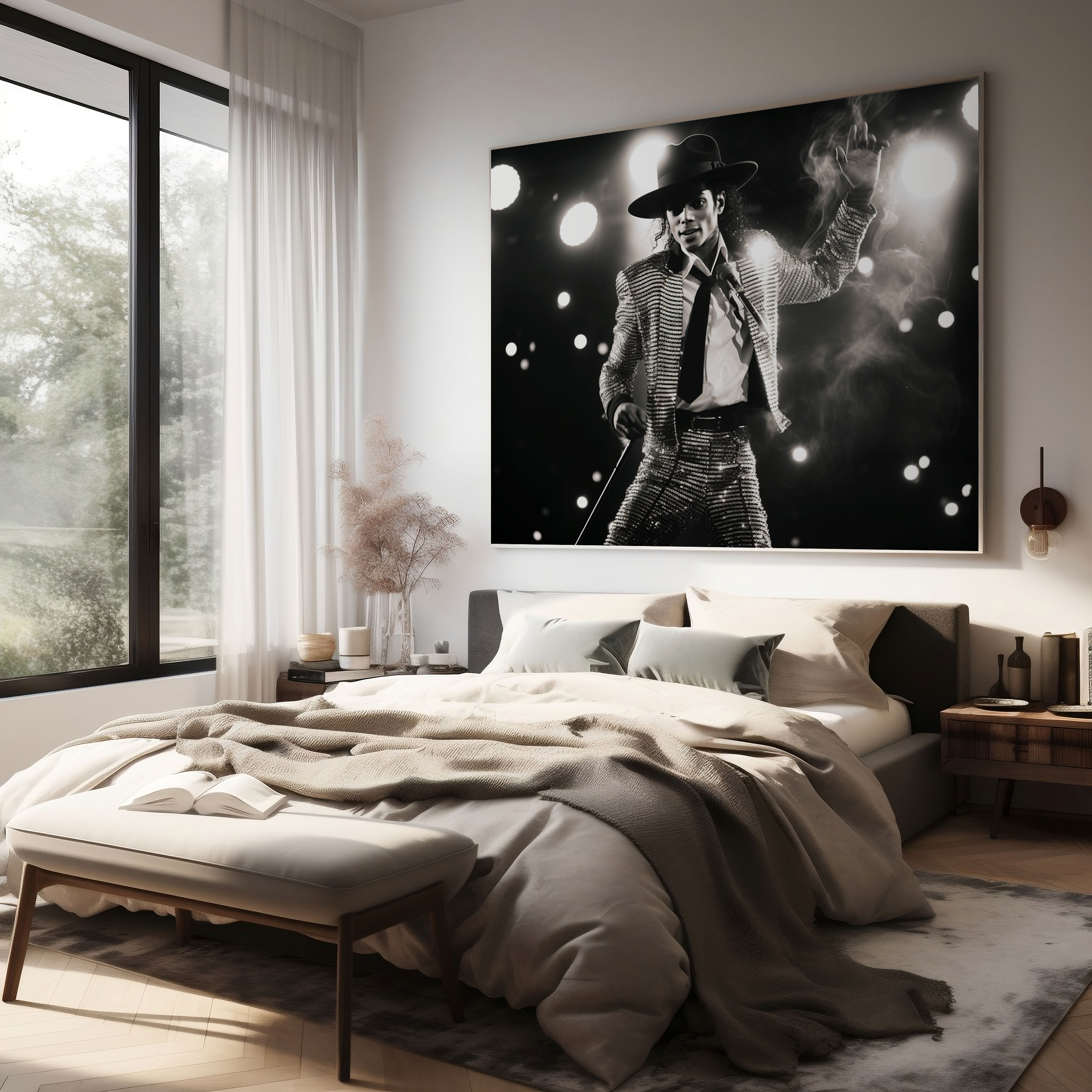Michael Jackson Black And White Canvas Print - Micheal Jackson, Iconic Performance, Wall Decoration, Michael Jackson