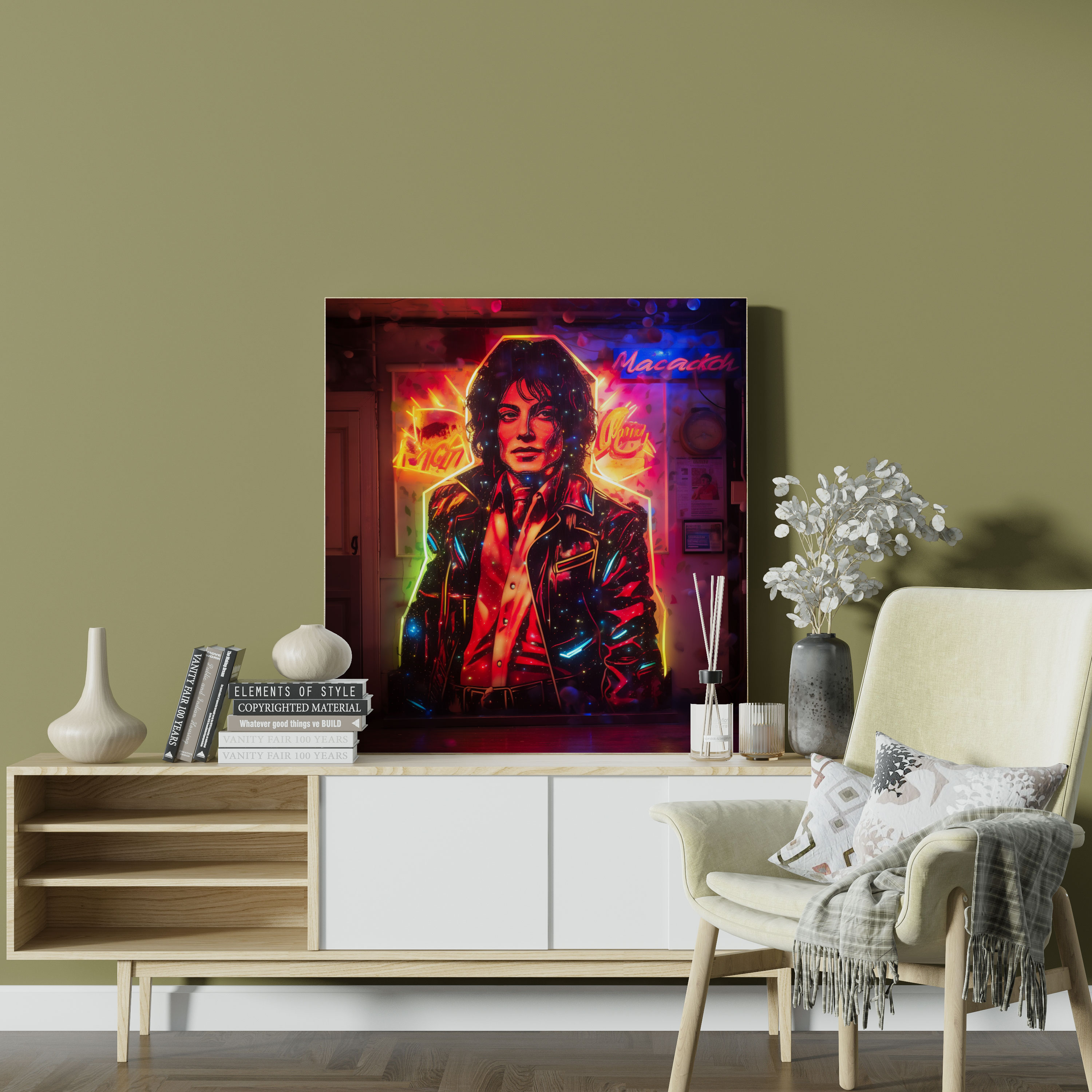 Michael Jackson Retro Neon Sign Wall Art - Micheal Jackson, Neon Sign, Wall Decoration, Canvas