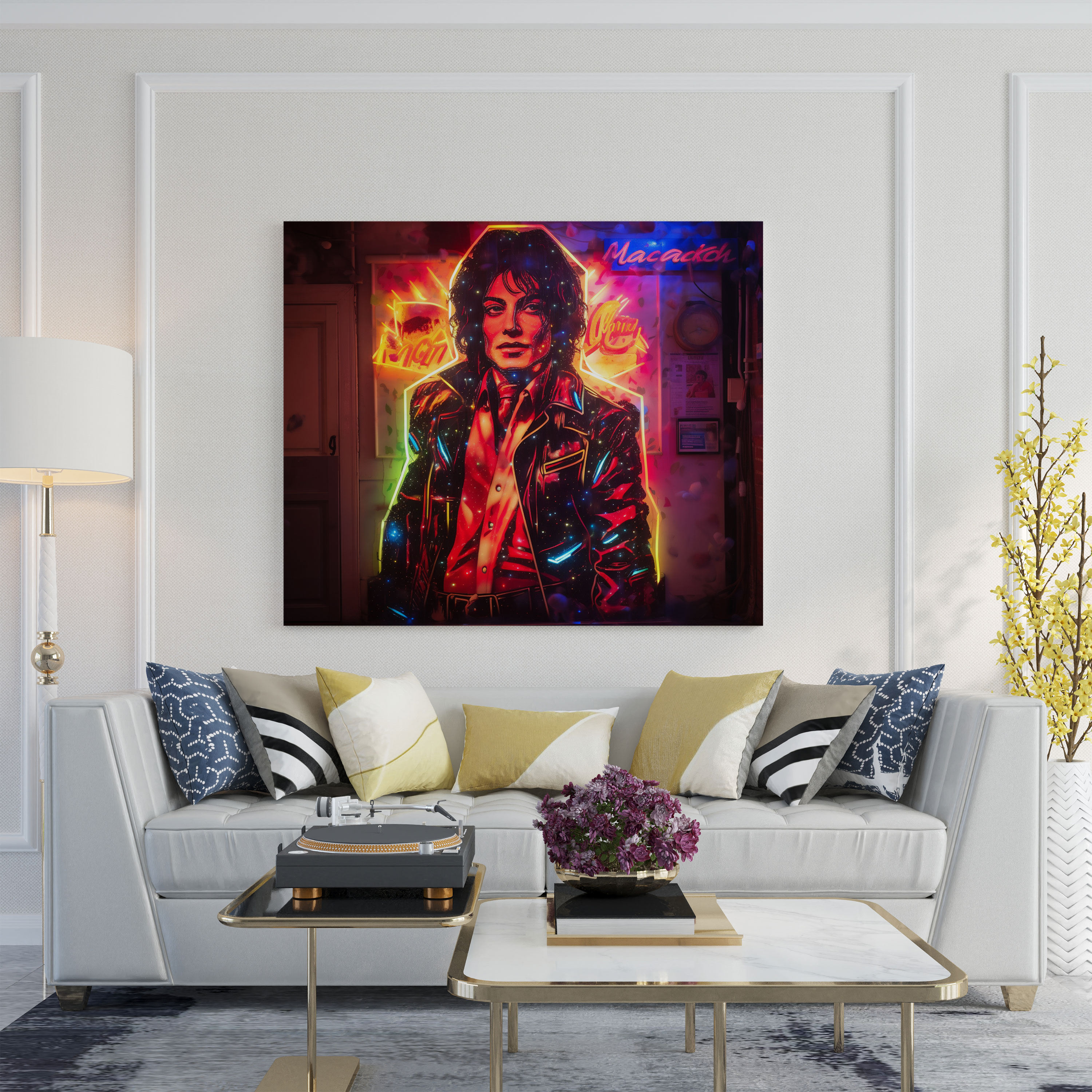 Michael Jackson Retro Neon Sign Wall Art - Micheal Jackson, Neon Sign, Wall Decoration, Canvas
