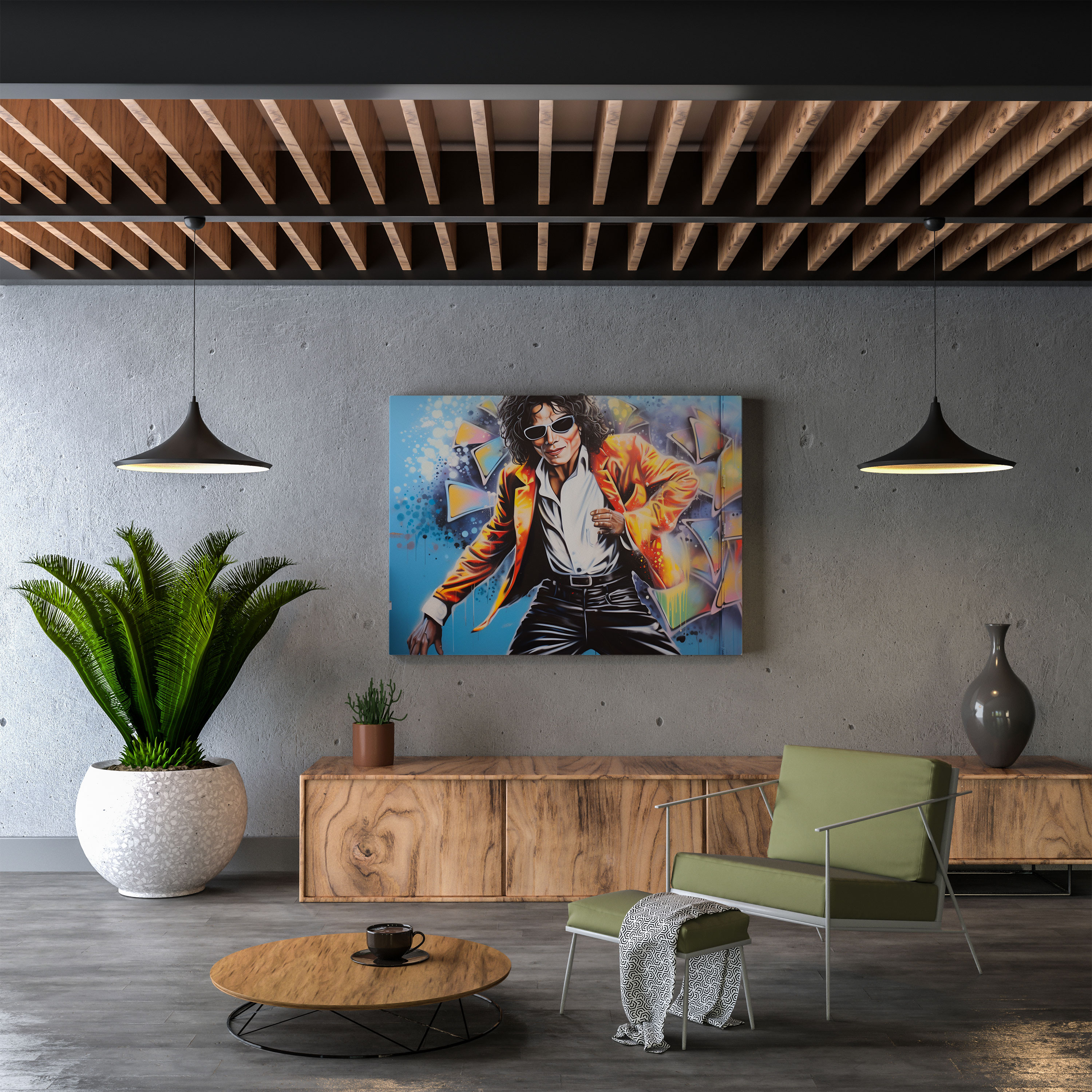 Micheal Jackson Wandkunst - Graffiti Tanzbewegungen - Der King of Pop - Leinwandbild
