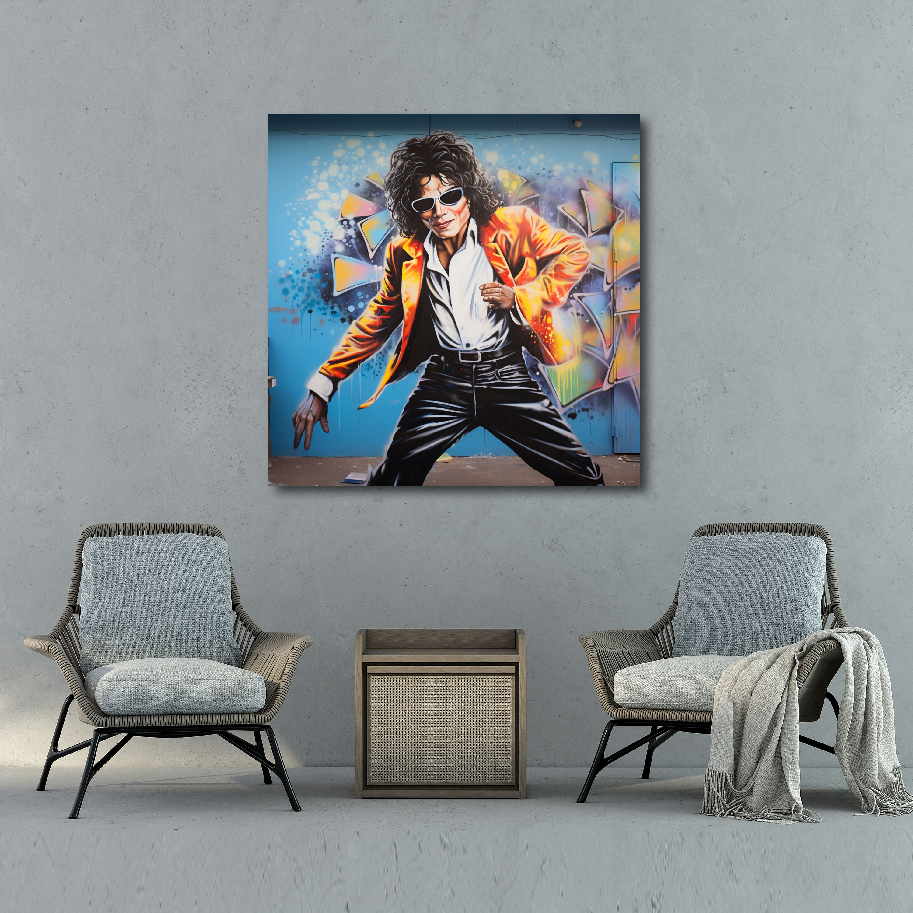 Micheal Jackson Wandkunst - Graffiti Tanzbewegungen - Der King of Pop - Leinwandbild