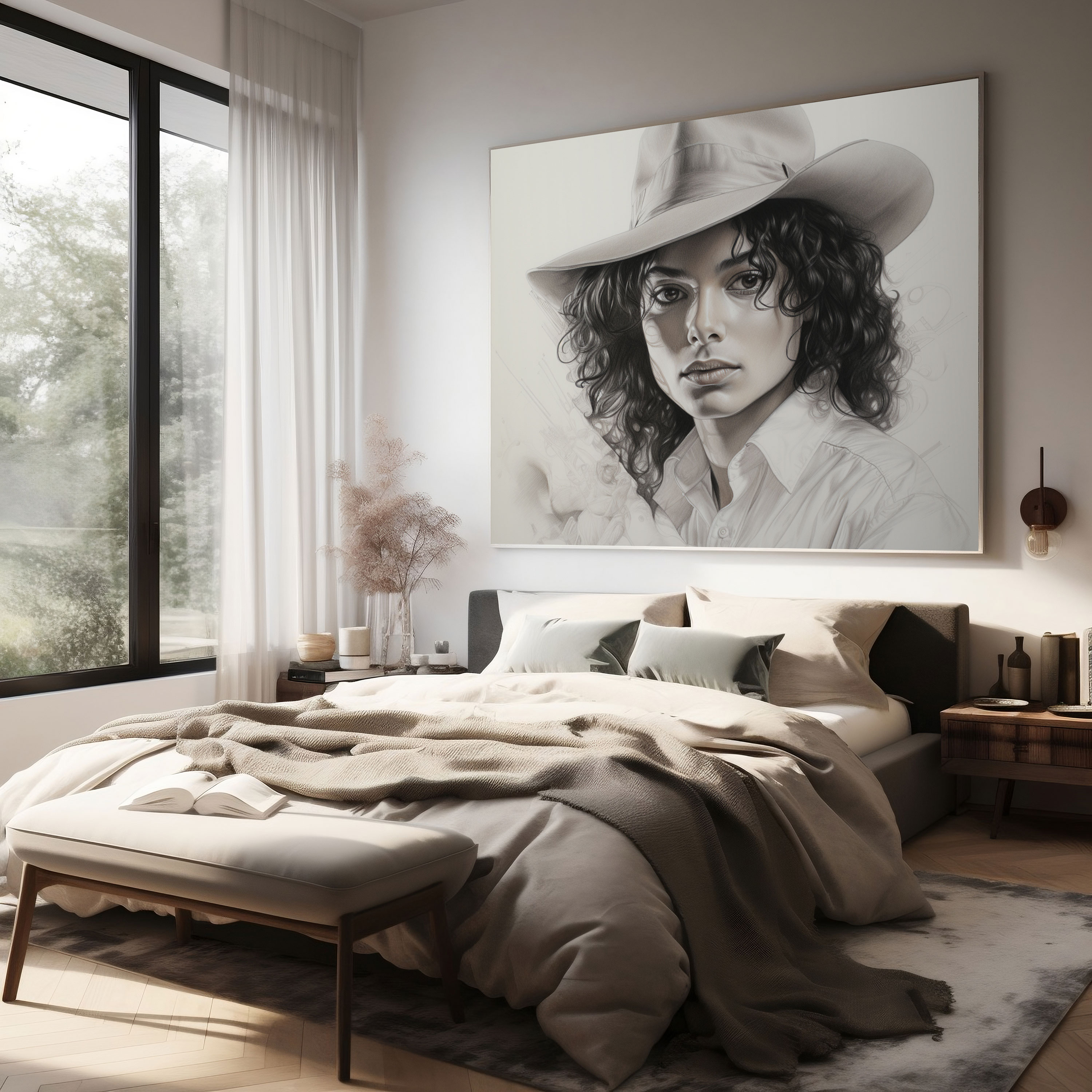 Micheal Jackson Wall Decoration - Pencil Sketch Portrait - Micheal Jackson, Micheal Jackson, Pencil Sketch, Home Decoration