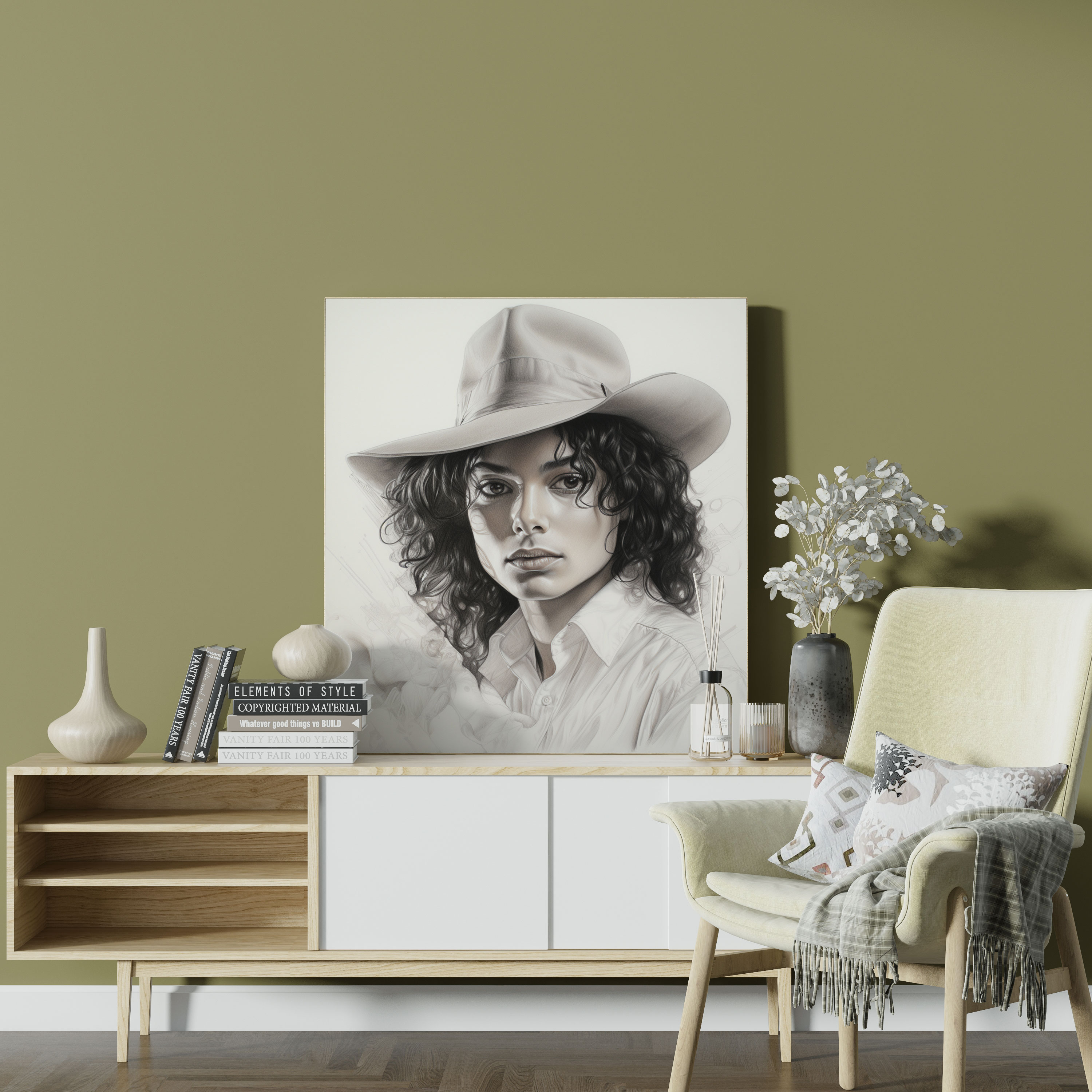 Micheal Jackson Wall Decoration - Pencil Sketch Portrait - Micheal Jackson, Micheal Jackson, Pencil Sketch, Home Decoration
