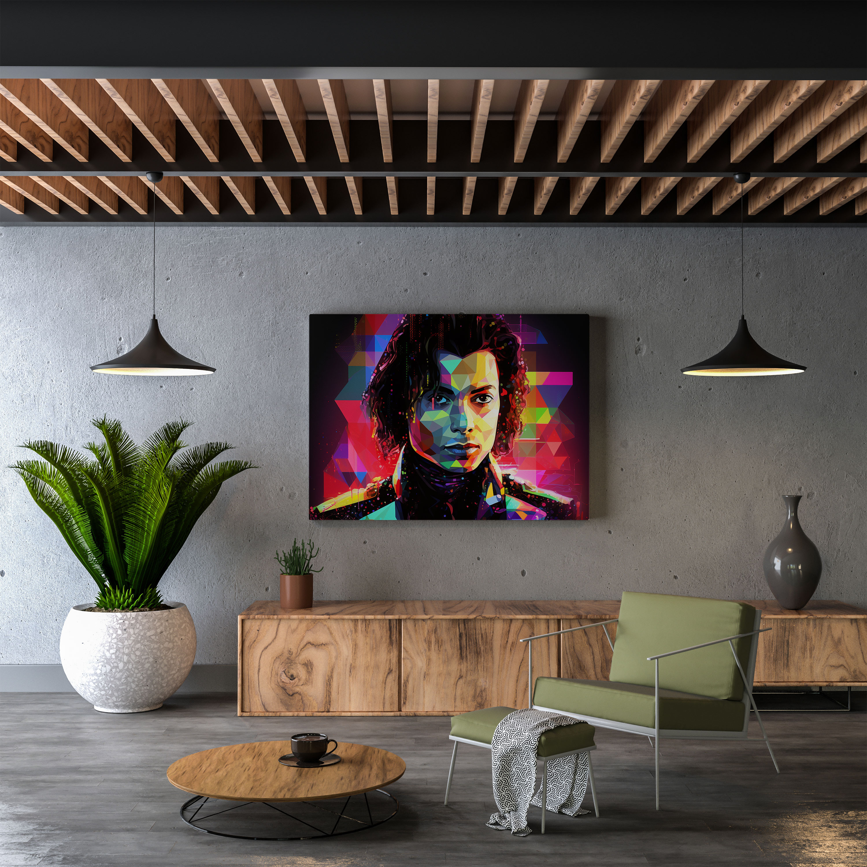 Micheal Jackson Leinwandbild - Futuristische Neon-Kunst - Modernität Wohnkultur Faszinierend