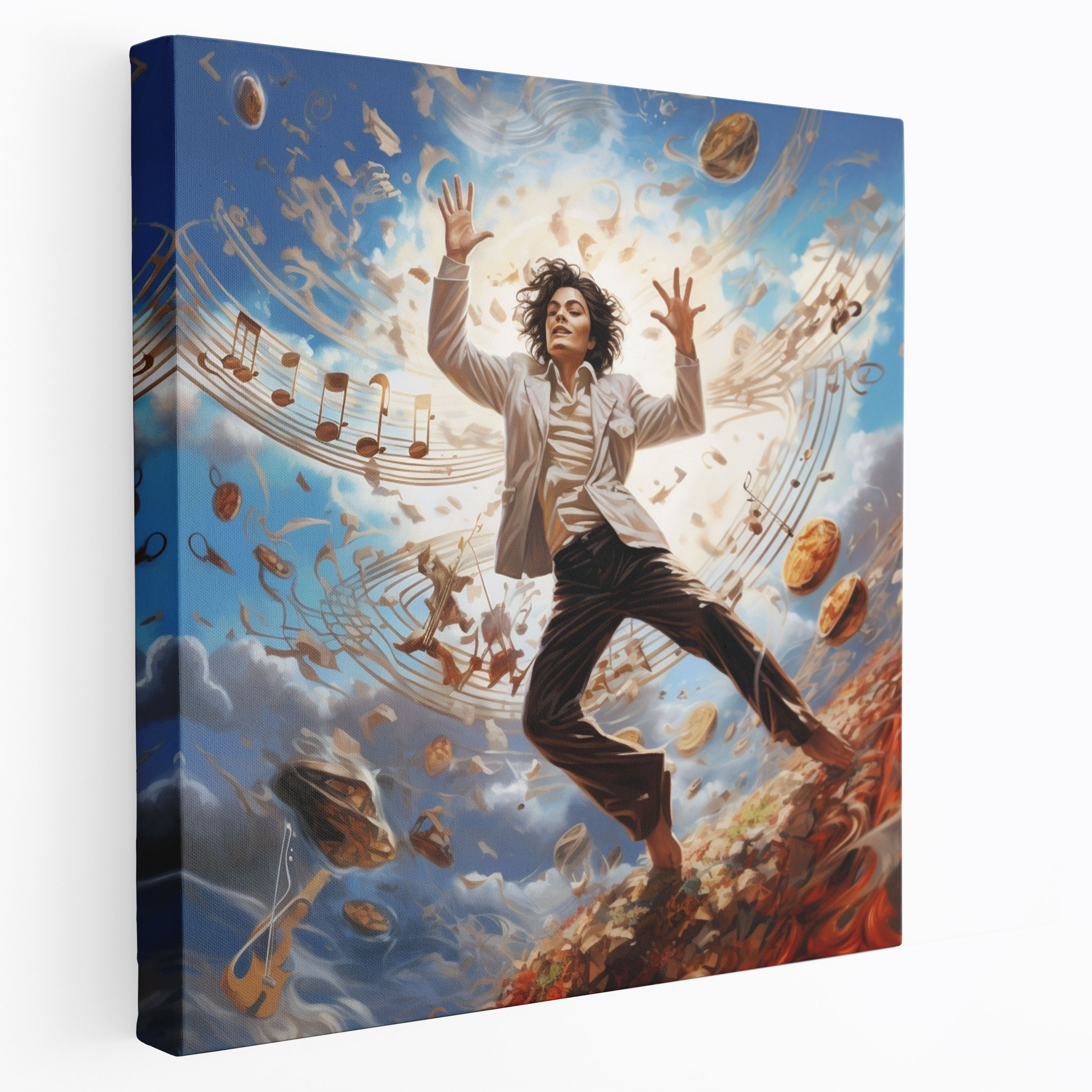Micheal Jackson Wall Art - Surreal Dream - Micheal Jackson, Wall Decoration, Floating Musical Notes, Music Lovers