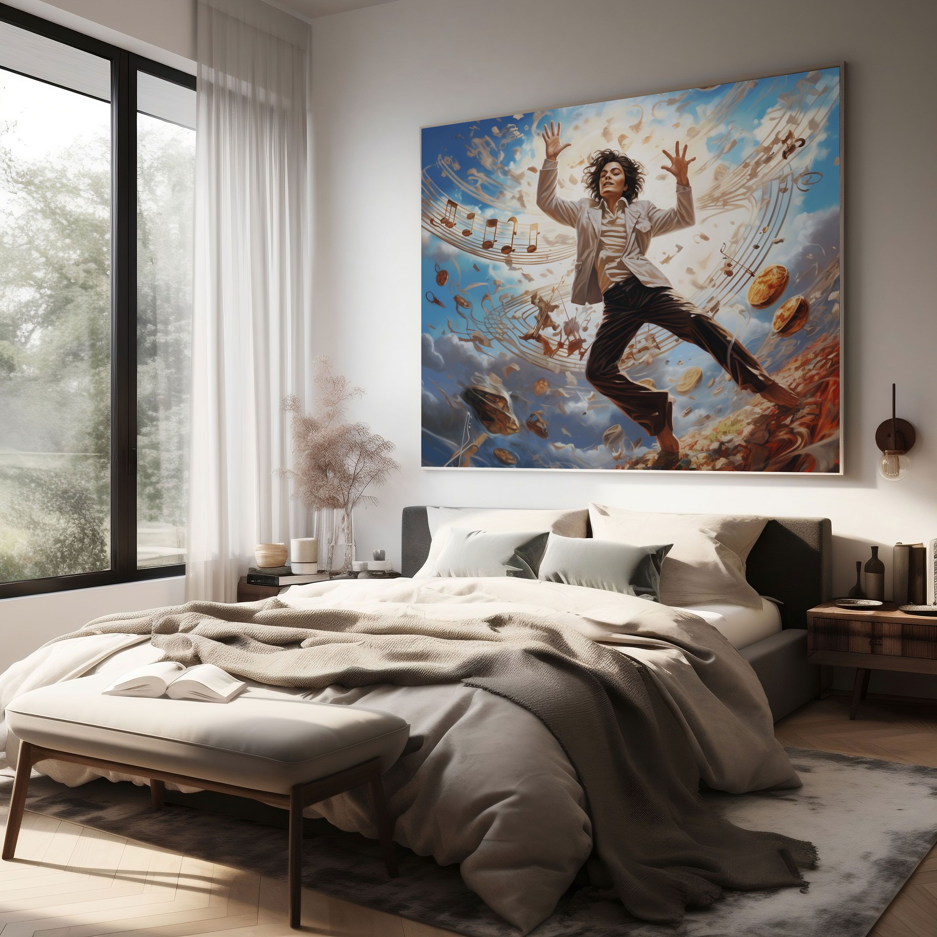 Micheal Jackson Wall Art - Surreal Dream - Micheal Jackson, Wall Decoration, Floating Musical Notes, Music Lovers