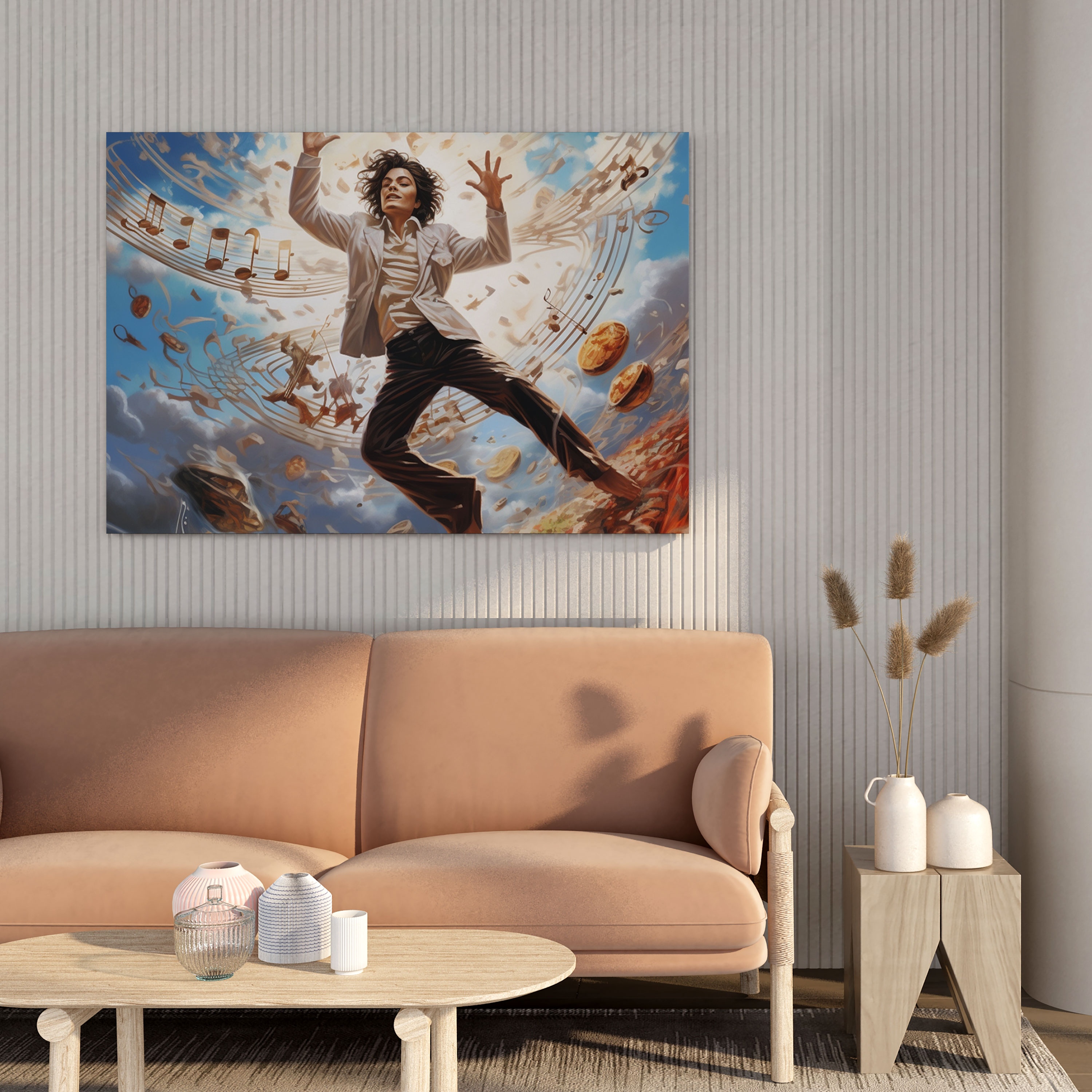 Micheal Jackson Wall Art - Surreal Dream - Micheal Jackson, Wall Decoration, Floating Musical Notes, Music Lovers