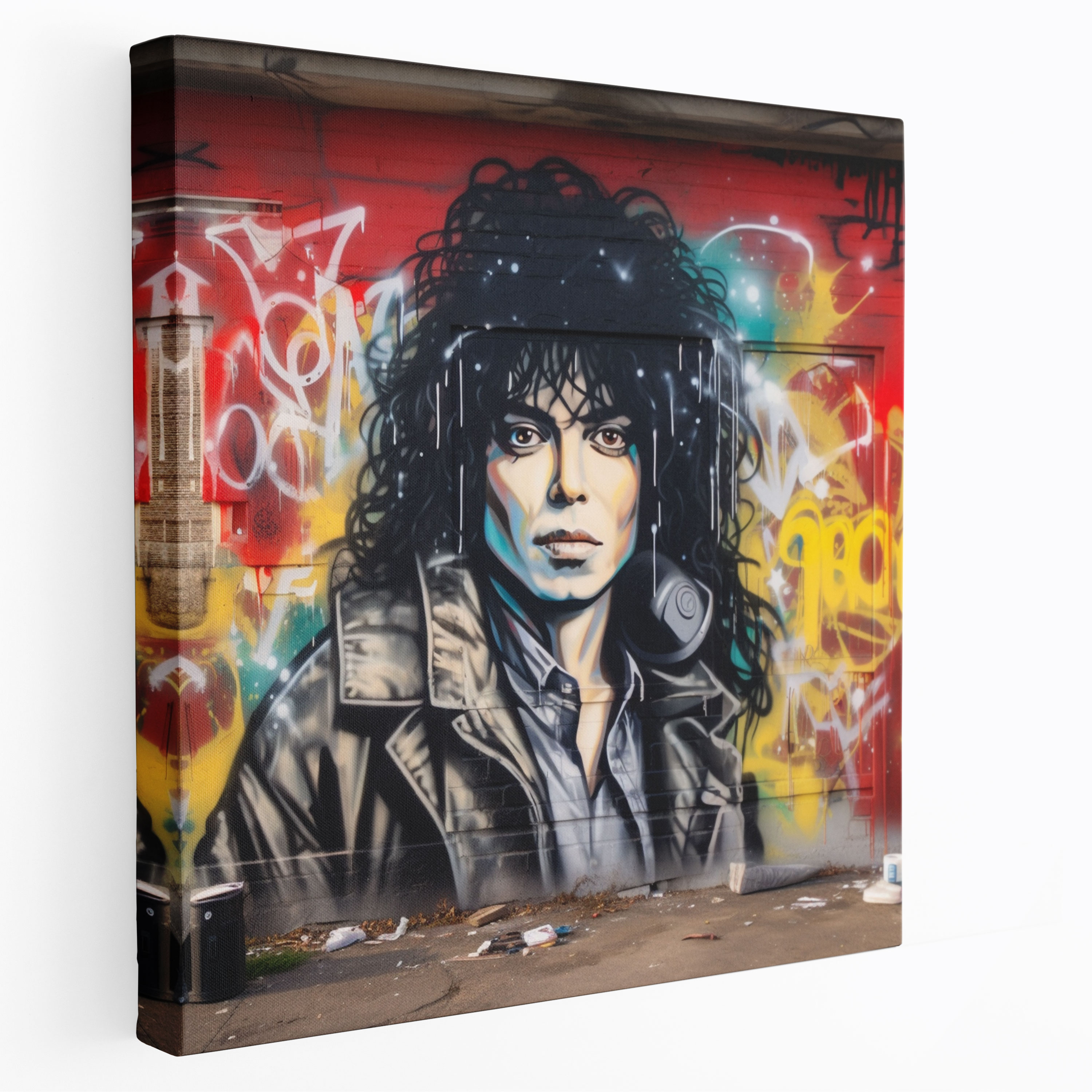 Michael Jackson Leinwandbild - Street Art Style - Wanddekoration Leinwanddruck Wandkunst
