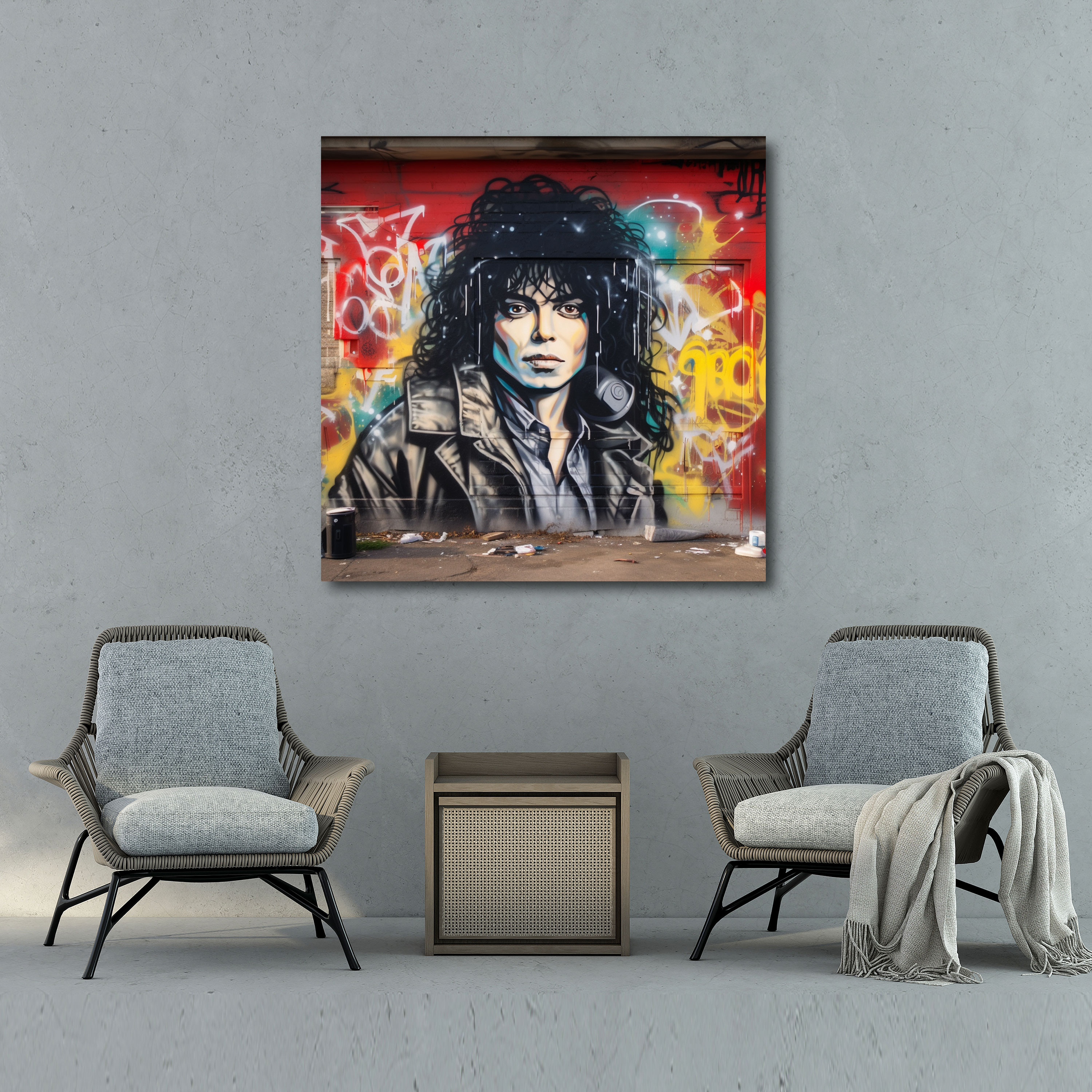 Michael Jackson Leinwandbild - Street Art Style - Wanddekoration Leinwanddruck Wandkunst