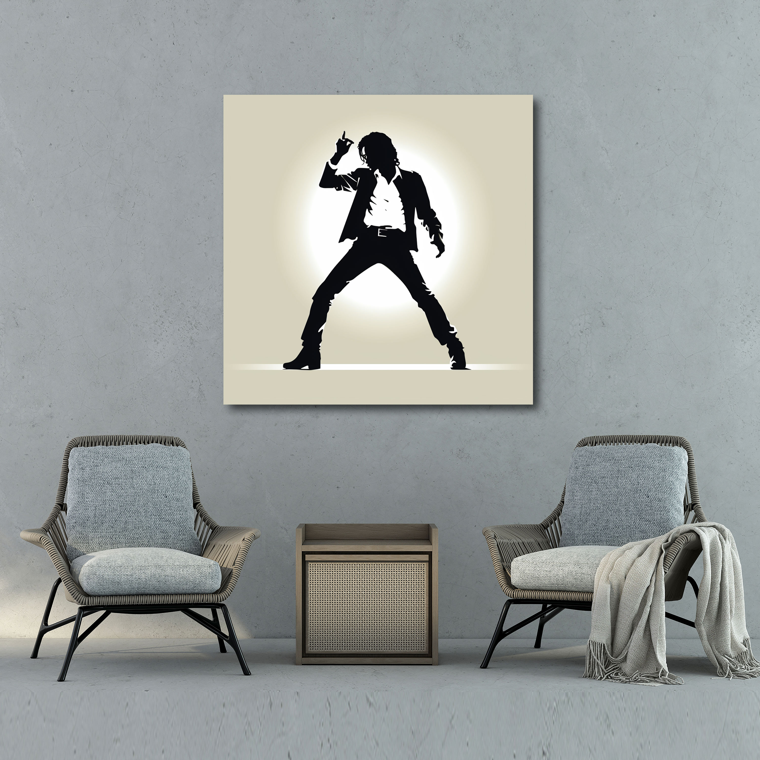 Micheal Jackson Wanddekoration - Silhouette Leinwandbild - Minimalistische Micheal Jackson Leinwandkunst für Zuhause