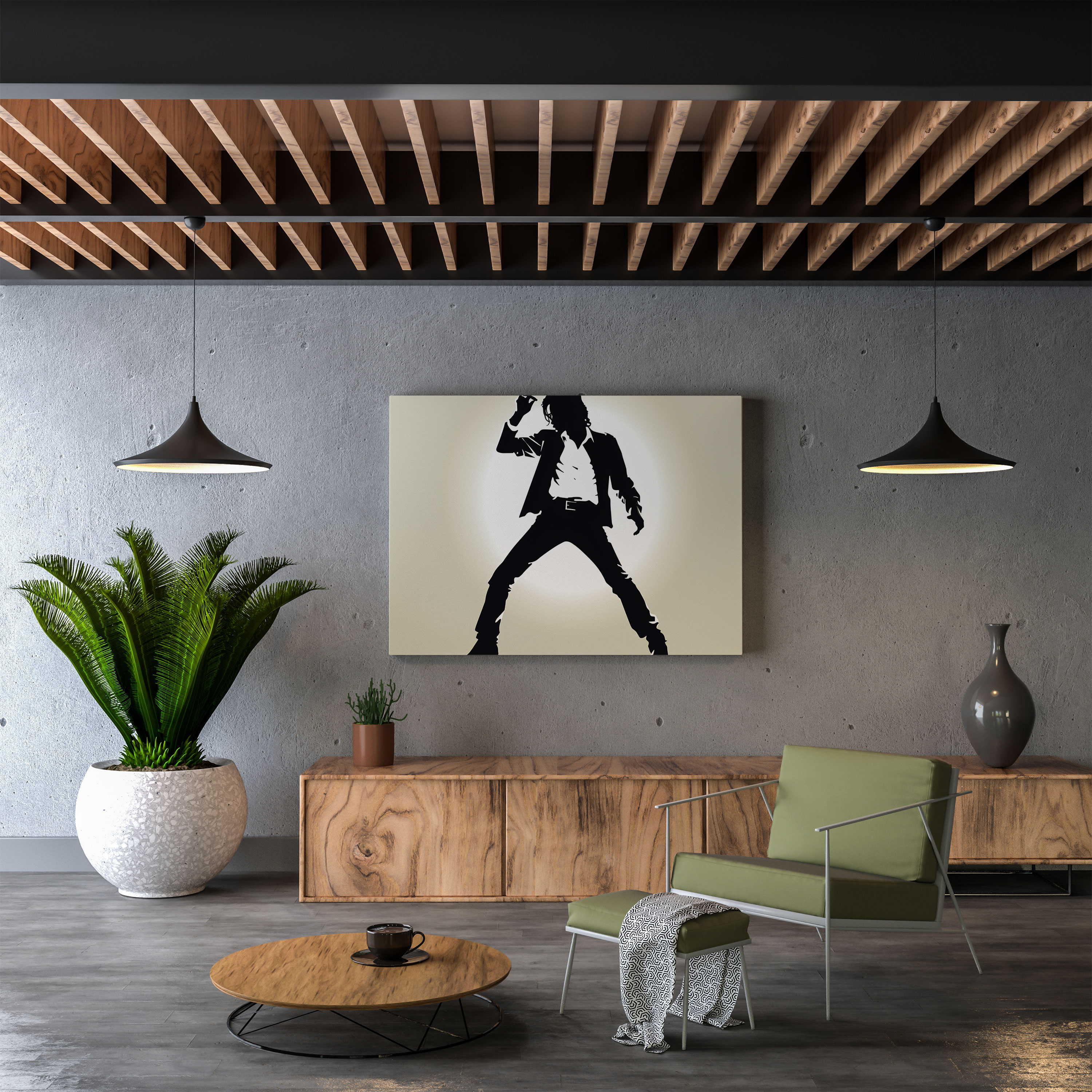 Micheal Jackson Wanddekoration - Silhouette Leinwandbild - Minimalistische Micheal Jackson Leinwandkunst für Zuhause