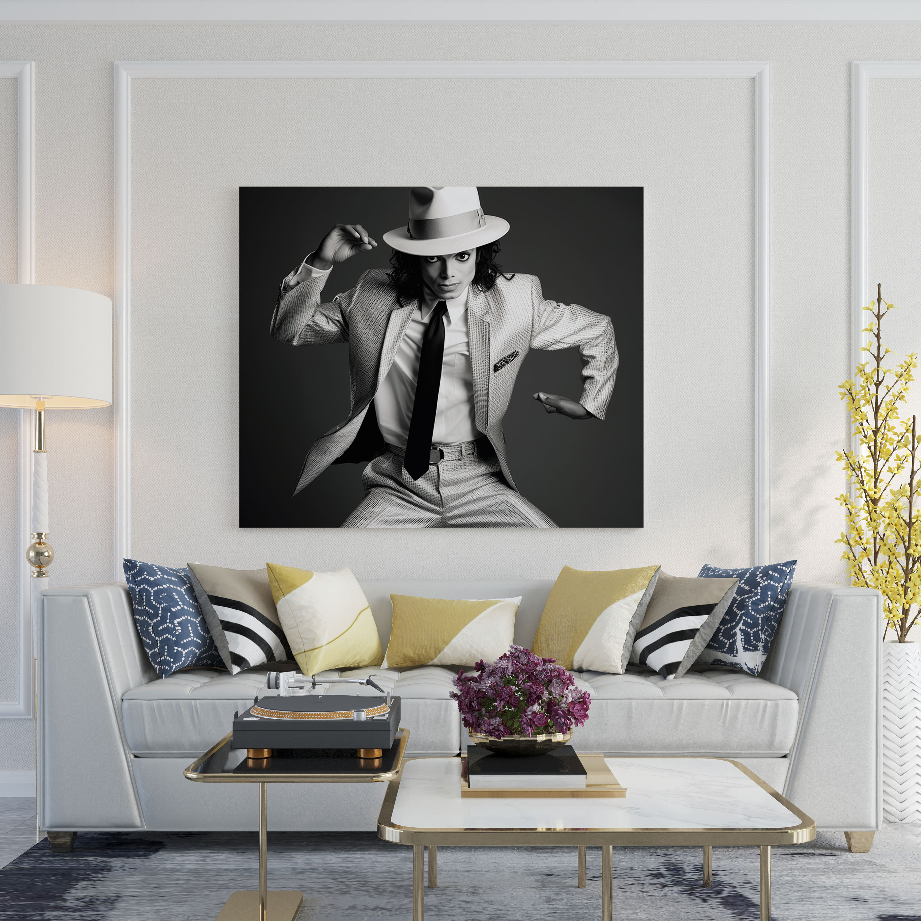 Micheal Jackson Wandkunst - Klassisches Schwarz-Weiß-Foto - Leinwandbild