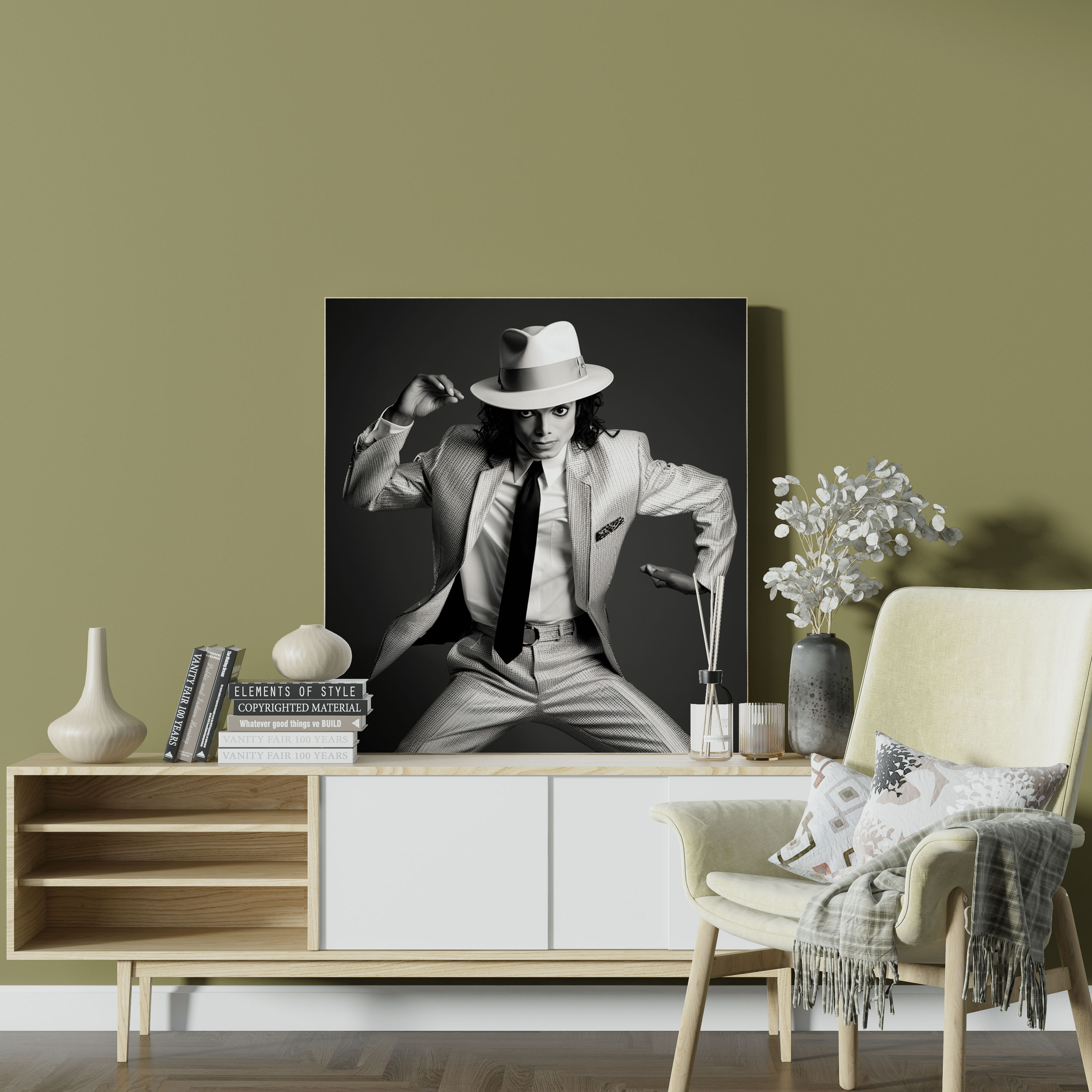 Micheal Jackson Wandkunst - Klassisches Schwarz-Weiß-Foto - Leinwandbild