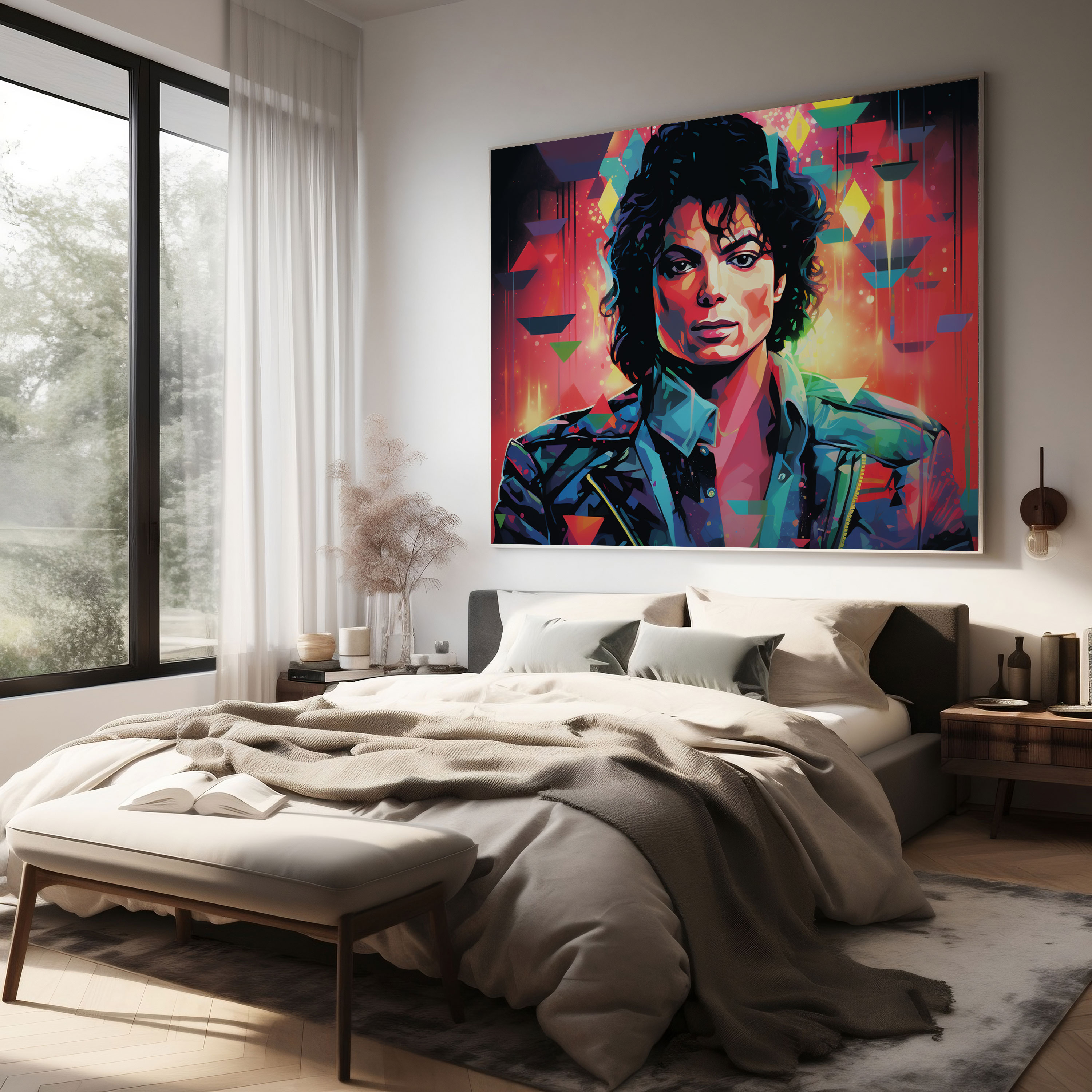 Micheal Jackson Wandkunst - Retro Neon Kunstwerk - Leinwandbild Leinwand Wandkunst Wohnkultur