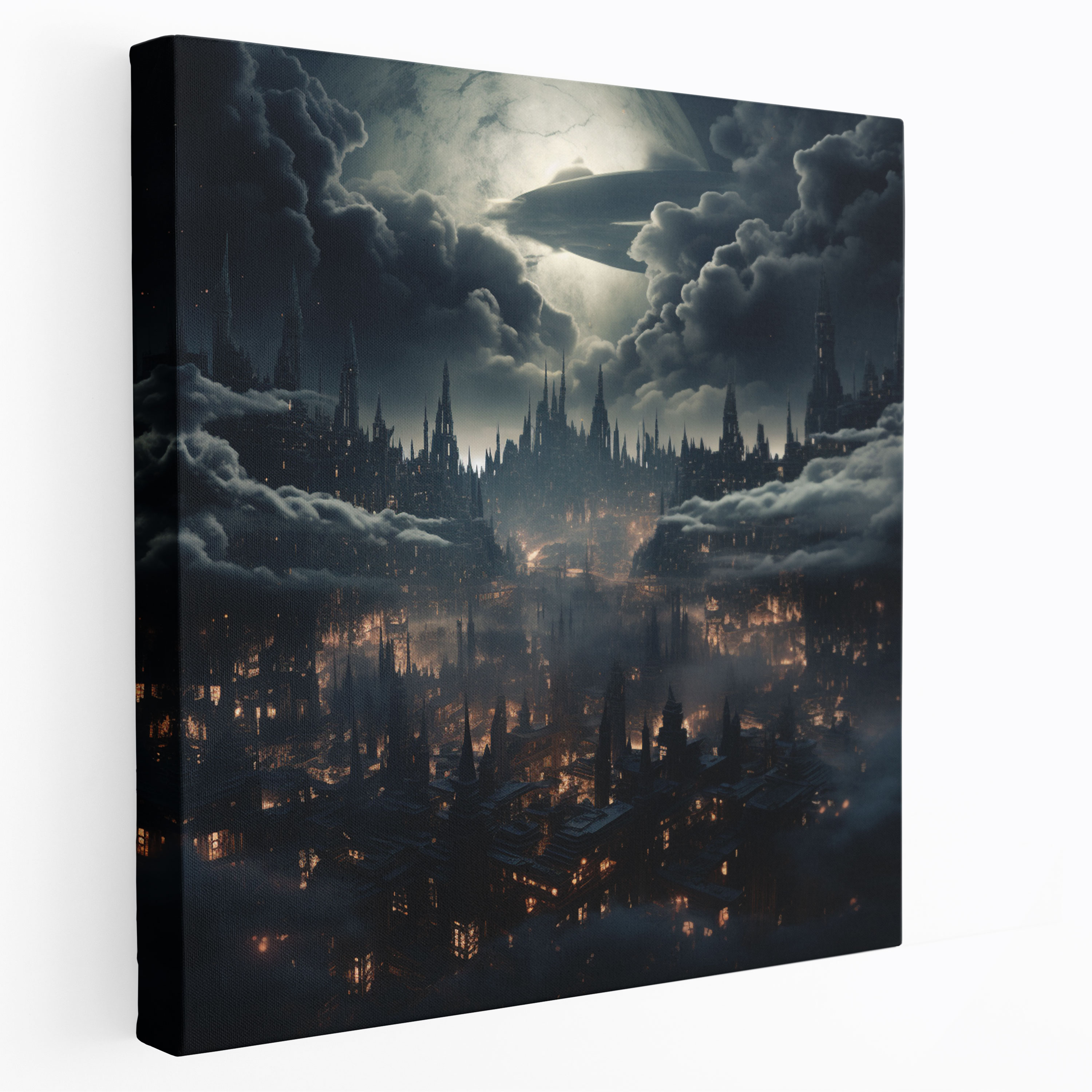 Midnight Floating City Canvas Print - Midnight, Canvas Print, Digital Art, Surreal