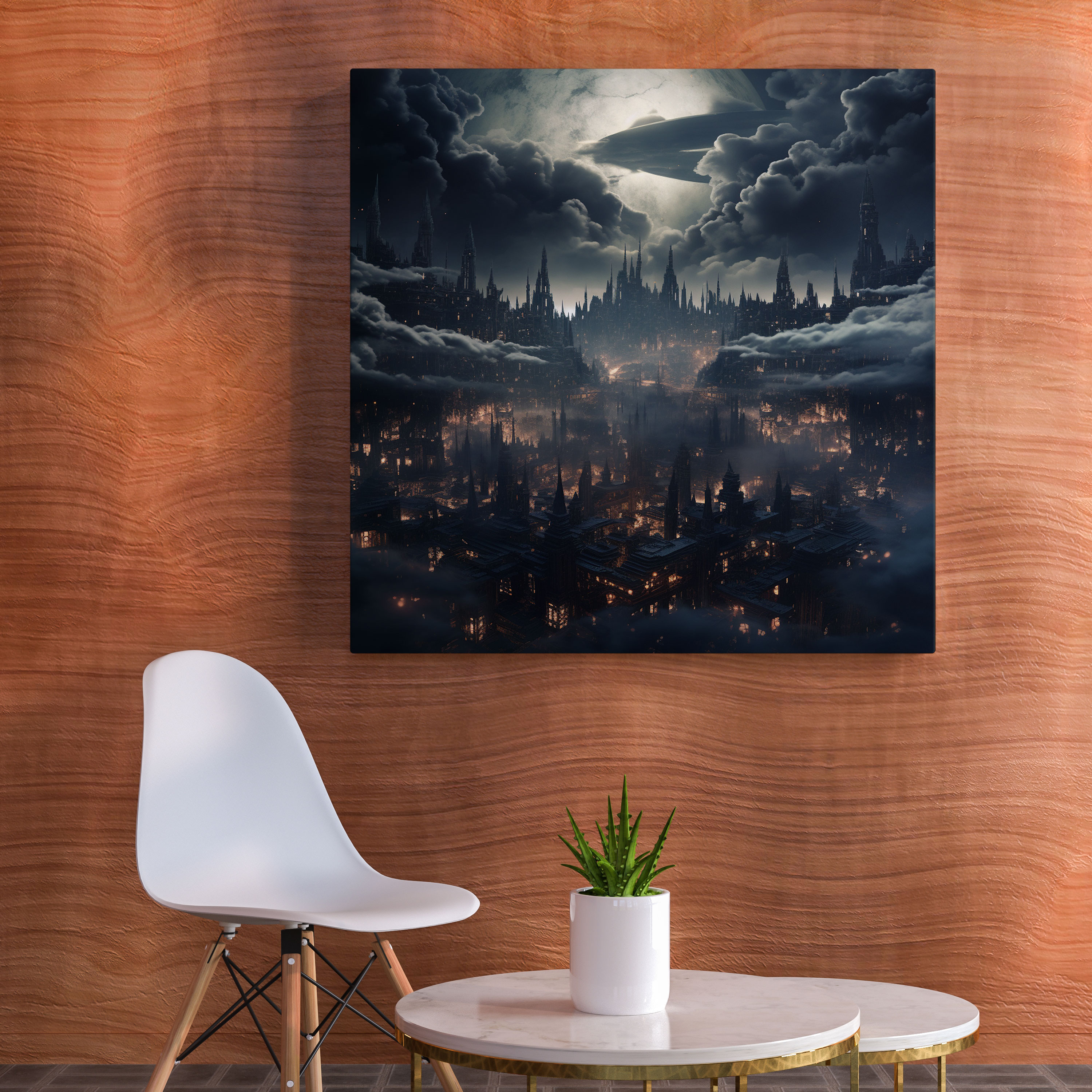 Midnight Floating City Canvas Print - Midnight, Canvas Print, Digital Art, Surreal