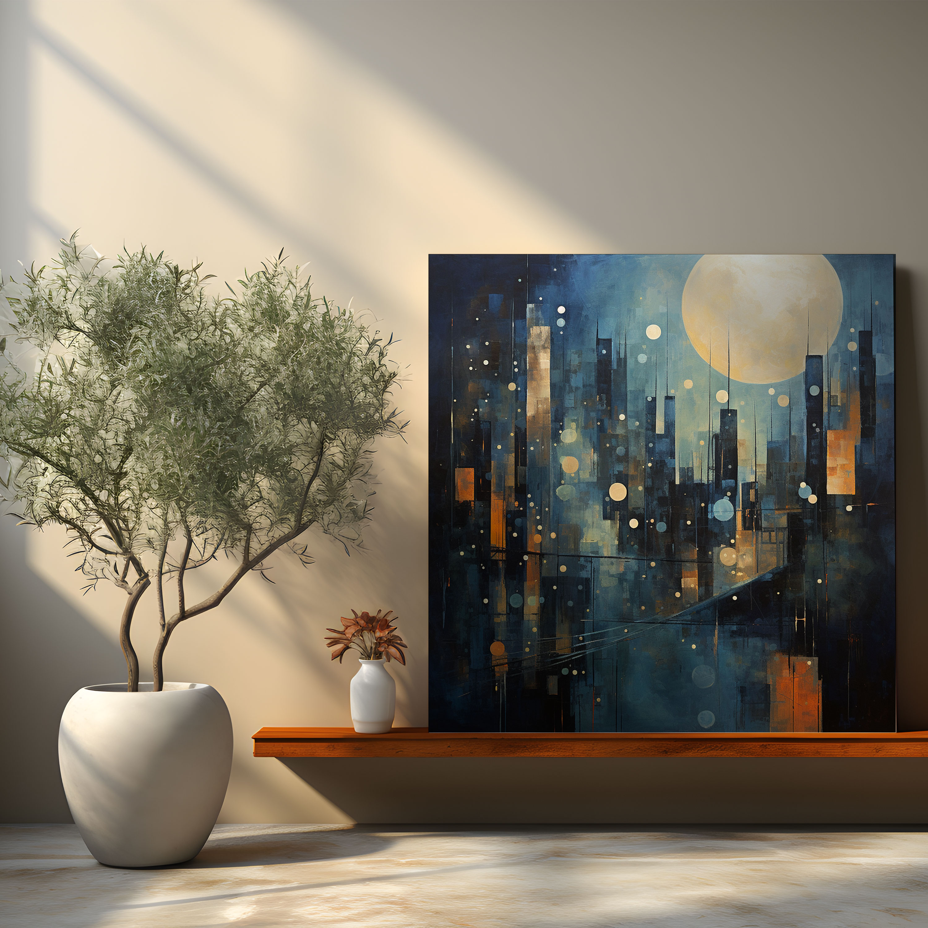 Midnight City Canvas Print - Midnight, Canvas, Home Decoration, Abstract Oil Painting